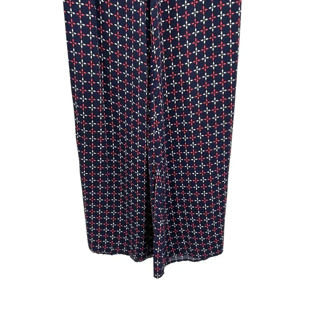 Anthropologie Cartonnier Pants Geometric‎ Print Wide Leg Rayon Navy Blue Size 4 - Image 5