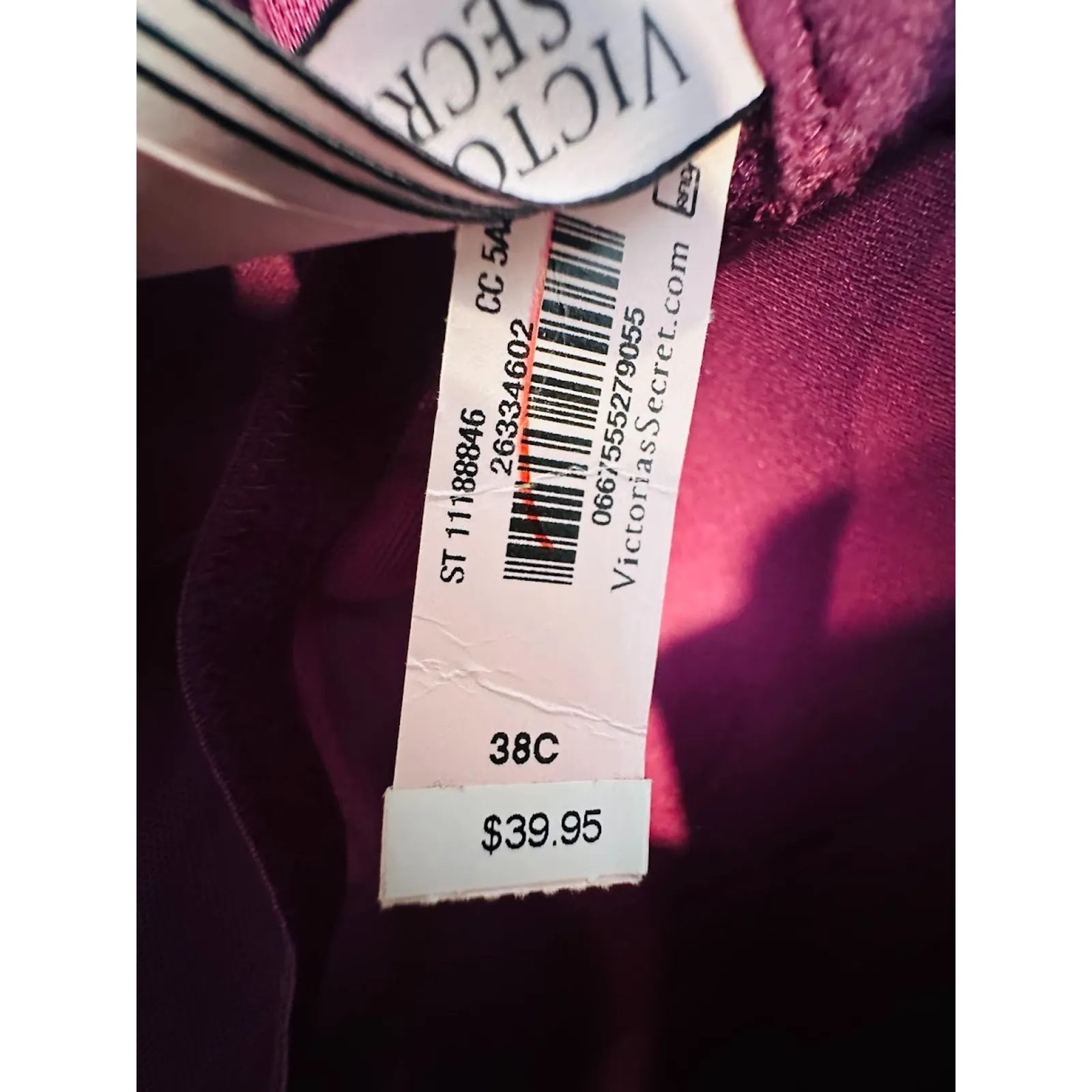 Victoria's Secret Bra Lined Demi Purple Lace Gold Metallic 38C Padded Underwire - Image 7