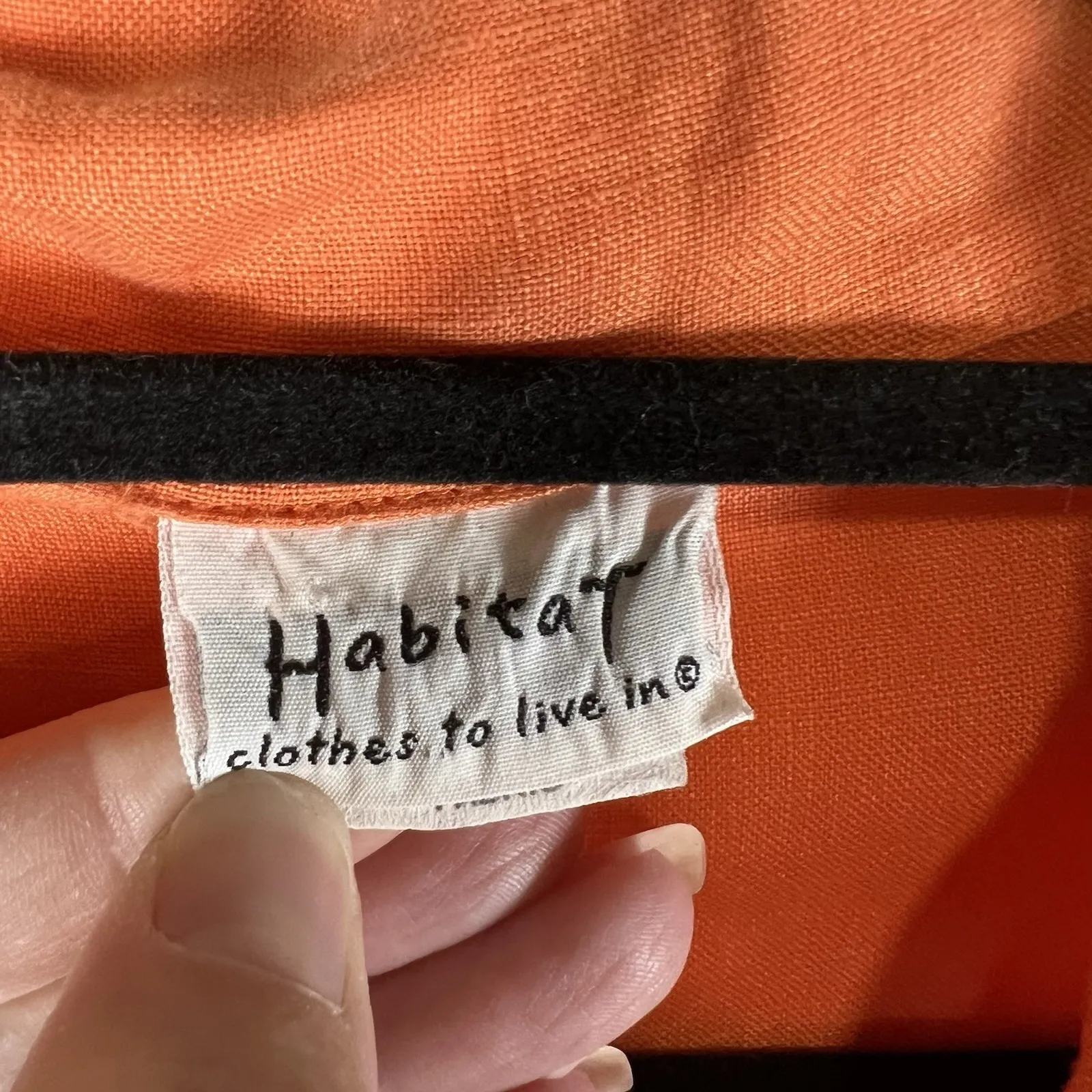 Habitat Clothes To Live In Shirt Orange 100% Linen‎ Button Up Lagenlook Sz Small - Image 5