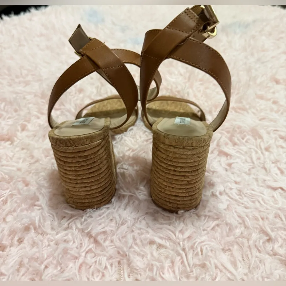 Steve Madden Women's Merritt Heeled Sandal Cognac Brown Leather Heels Size 8.5 - Image 9