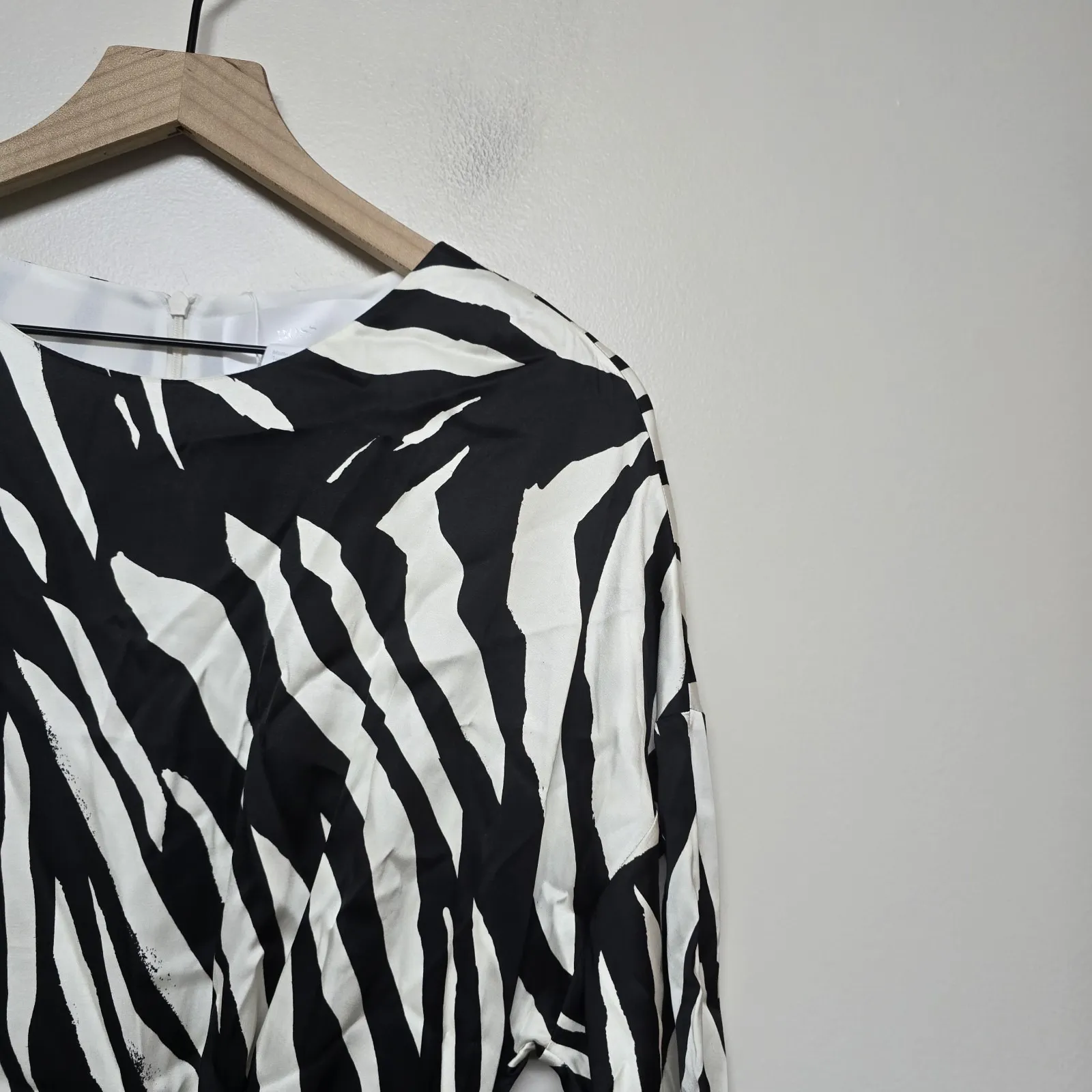 Boss Womens Black White Zebra Print Vestido Davey Satin Midi Dress Sz 6 NWT $596 - Image 6