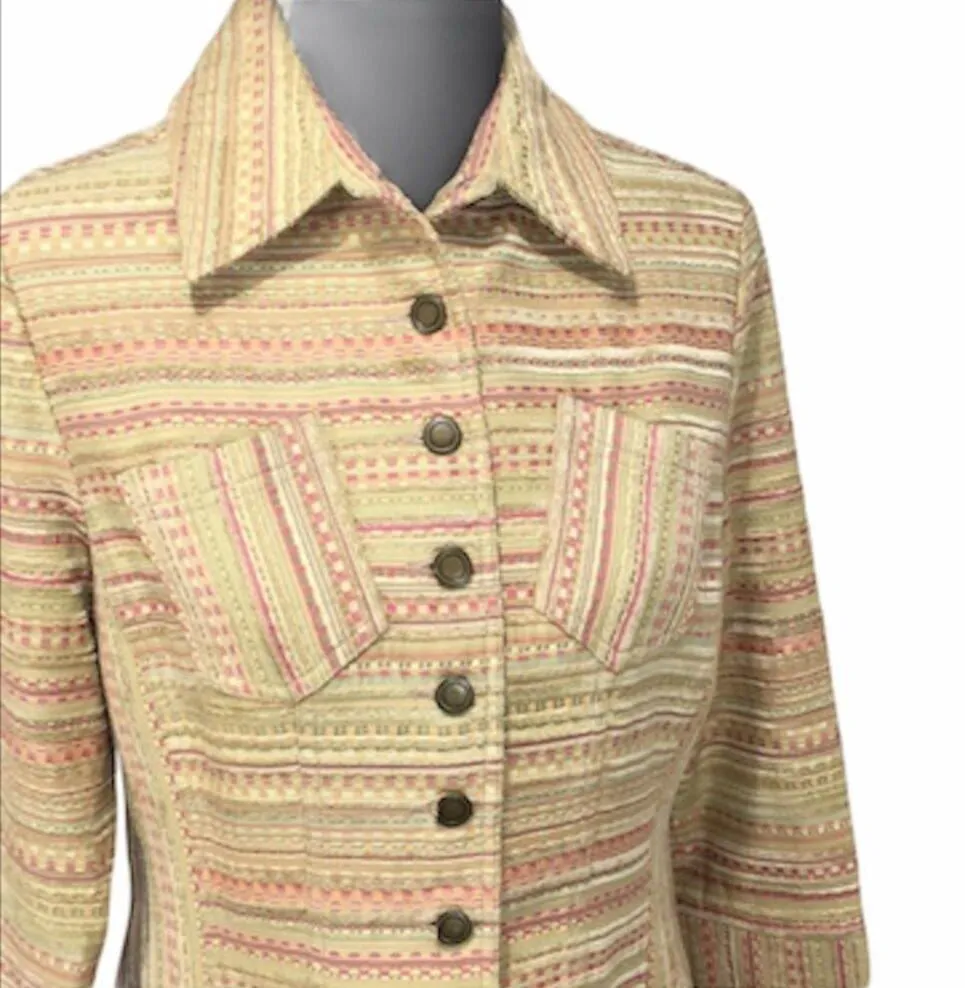 Urban Haggar Petite Striped Blazer Tan, Pink, 6 Petite Tan Size 6P - Image 3