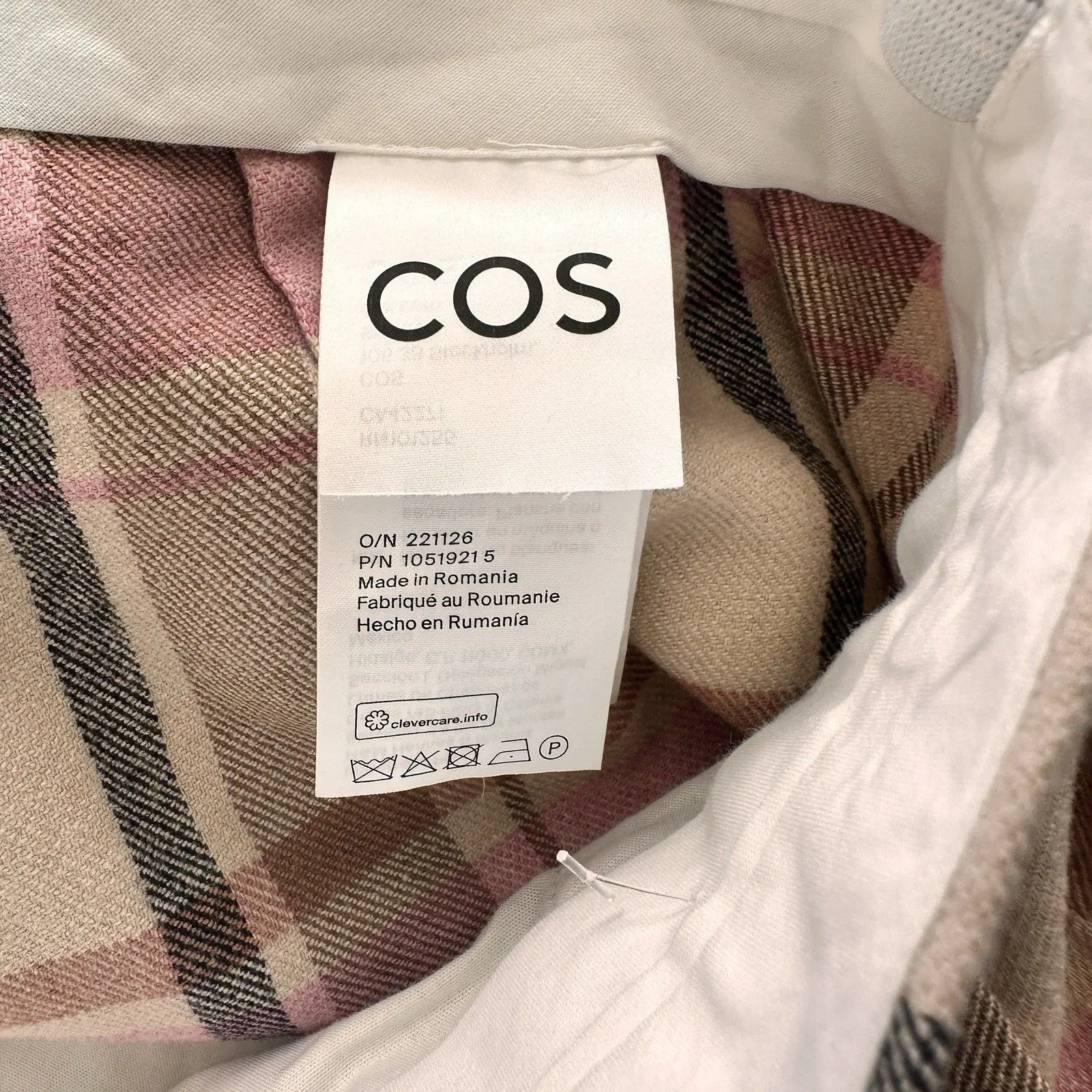 COS Pleated Wide-Leg Checked Trousers in a pink plaid Wool Blend Preppy - Image 5