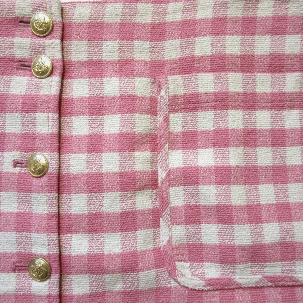 NWT J.Crew Collared Lady Jacket & Button-front Mini Skirt Gingham Terry Tweed 18 - Image 4