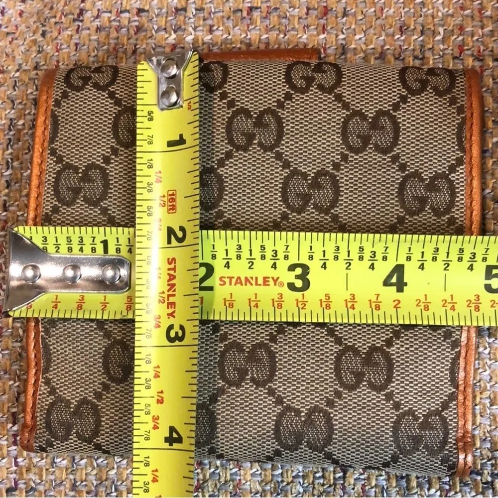 GG Monogram Canvas Burned Orange Leather Trifold Wallet Monogrammed Clasp - Image 12