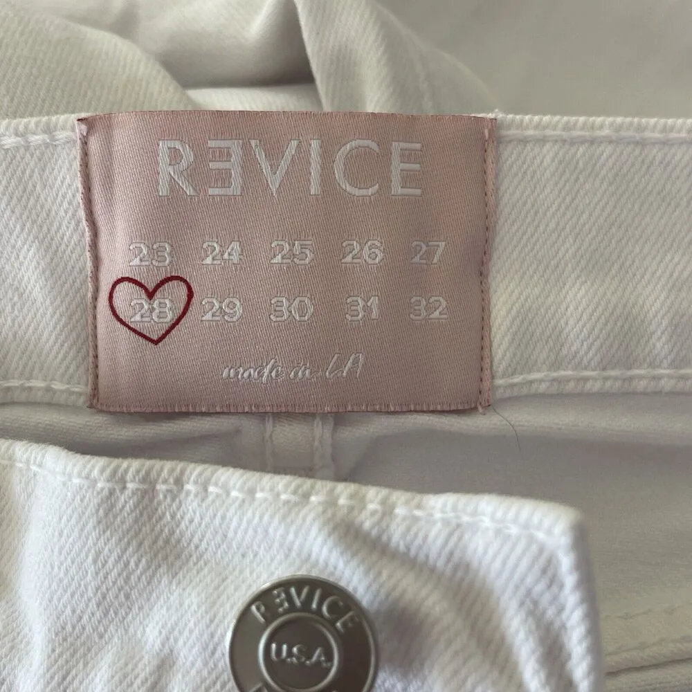 Revice Denim SZ 28 Straight Jeans Hi-Rise Pockets Zip-Fly White Womens - Long - Image 7