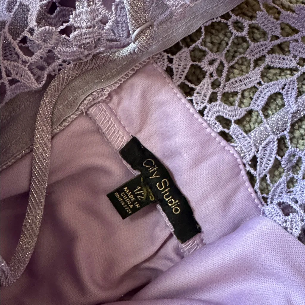 City Studio Lavender Sparkle Dress SIZE 1/2 Purple - Image 3