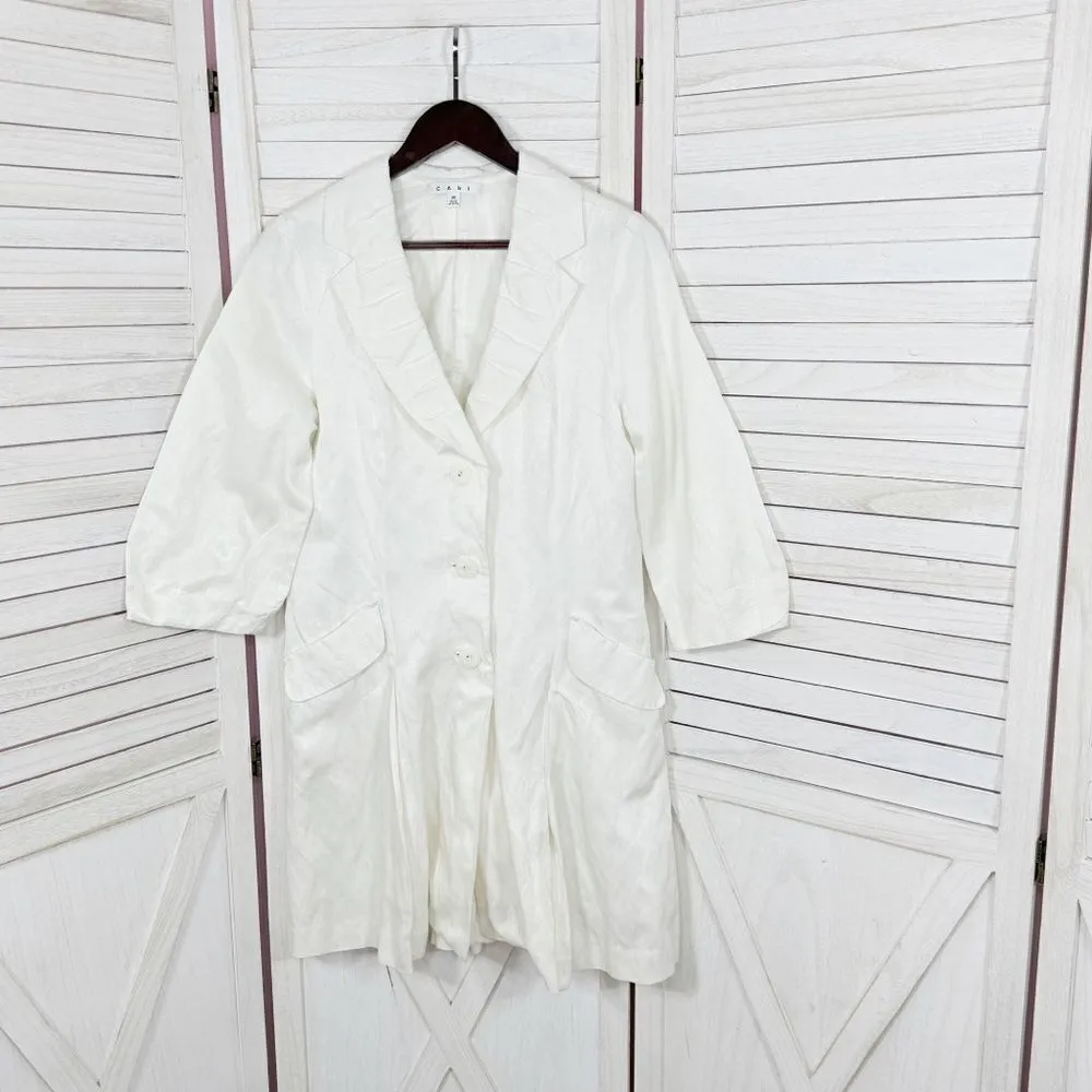 Cabi Artist Style Tunic Long Line Jacket Ivory Medium Pleated Button Front - Image 10