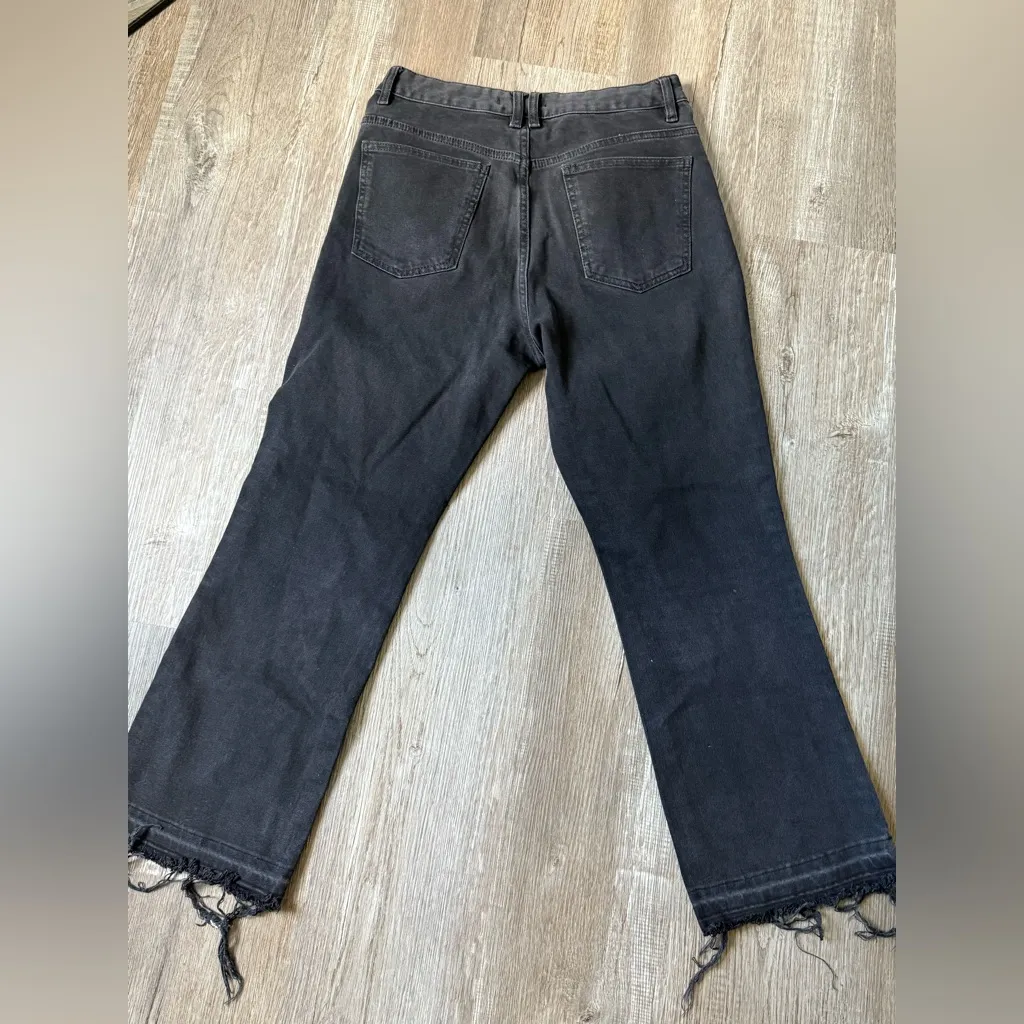 We The Free Dylan Raw Hem High Rise Mom Jeans Button Fly Black Size 29 - Image 7