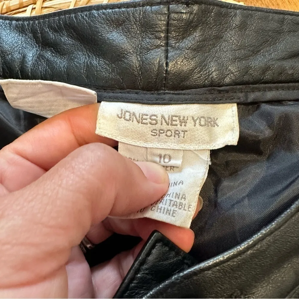Jones New York Vintage Leather Pants Womens 10 Black - Image 5