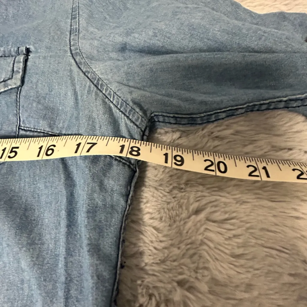 Charlotte Russe Blue Chambray  Button Down Shirt - Image 5