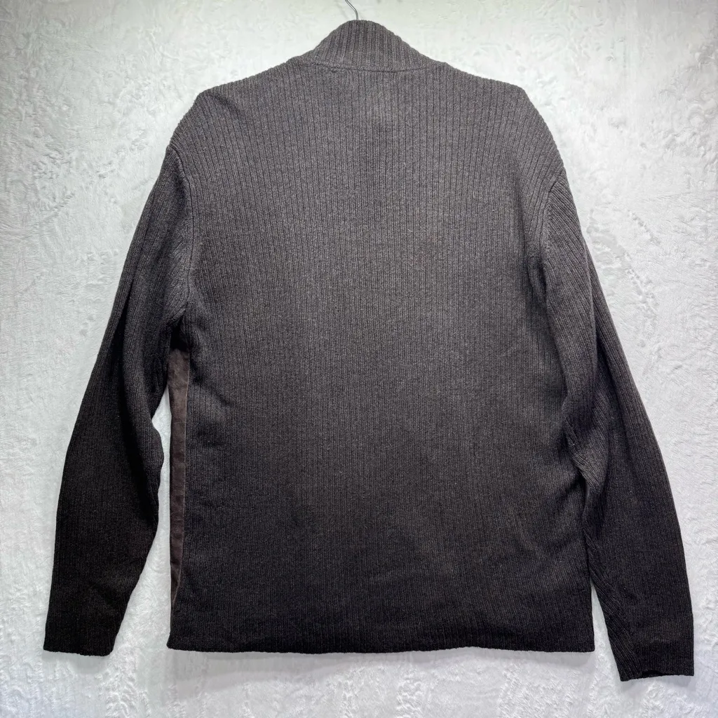 Vintage Y2K Dark Brown Suede & Knit Jacket Zip Front Crazy Horse Cottagecore Size L - Image 2