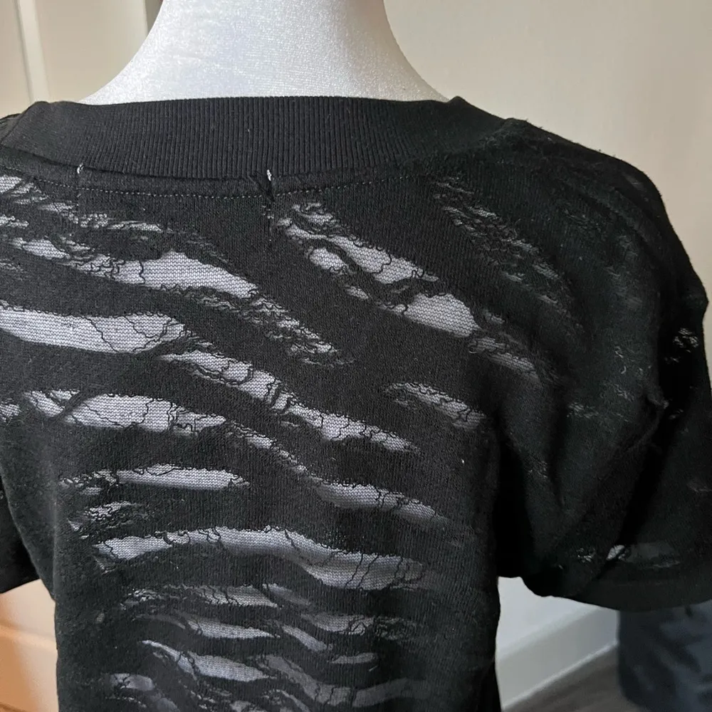 Black Sheer Zebra Print distressed  Top - Image 6