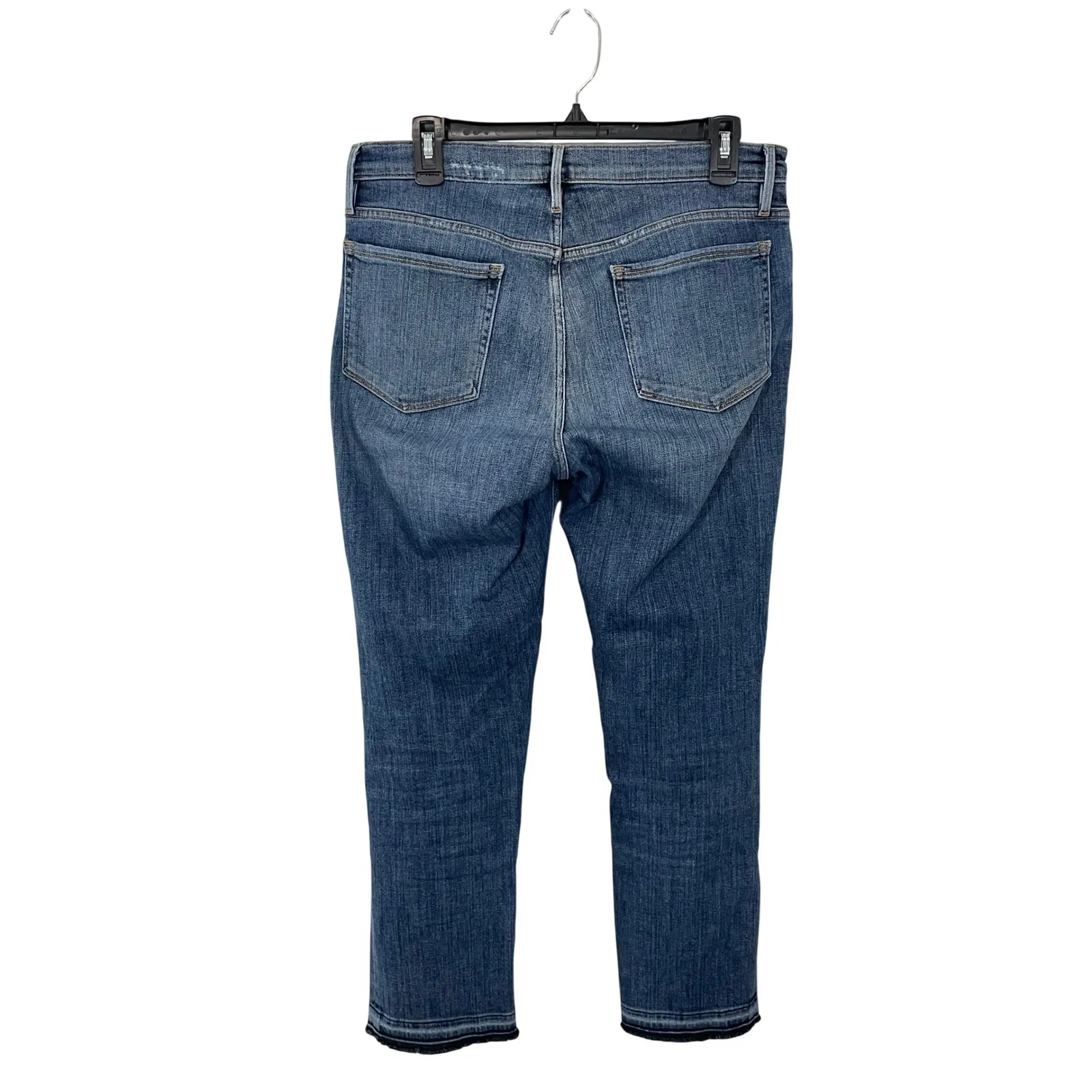 FRAME Le Nouveau Straight Jeans Women Size29 Blue Wash High Rise Split Raw Hem - Image 4