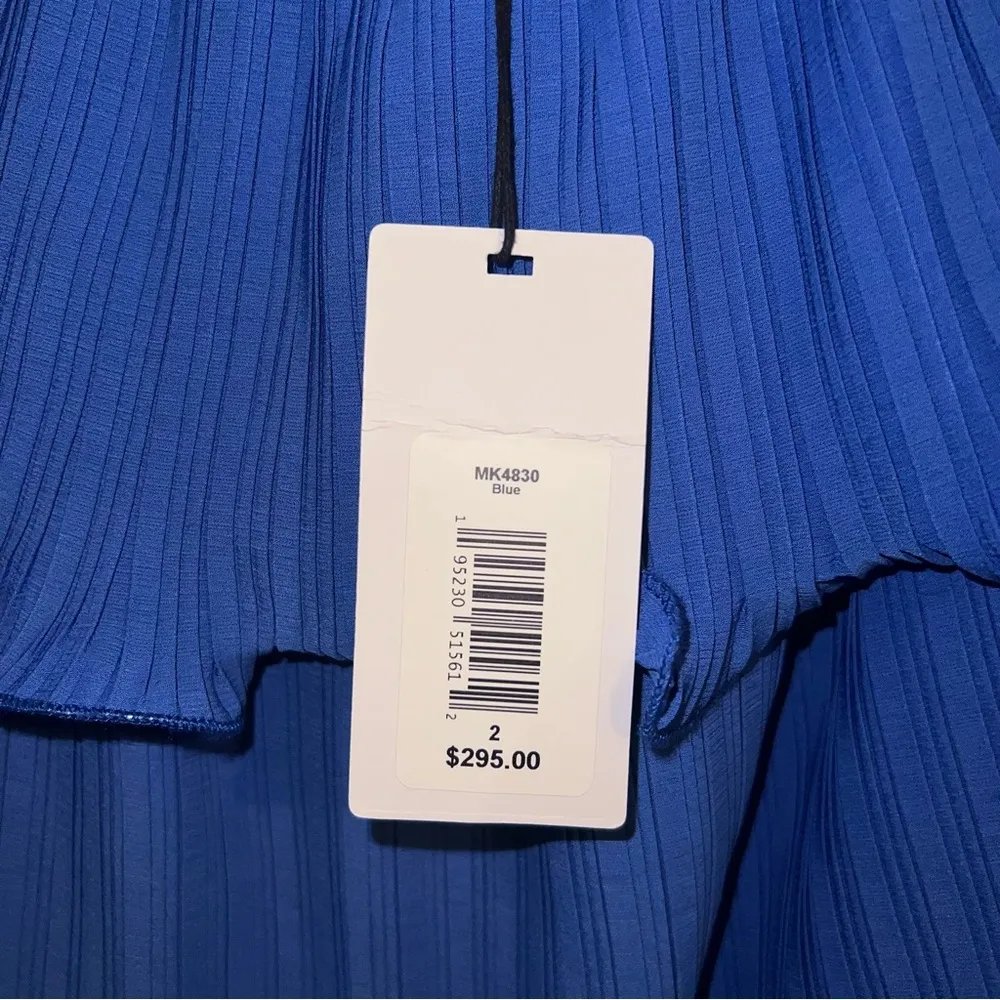 NWT One33 Social Ariel Pleated Tier Halter Mini Dress in Chiffon And Georgette Blue Size 2 - Image 5