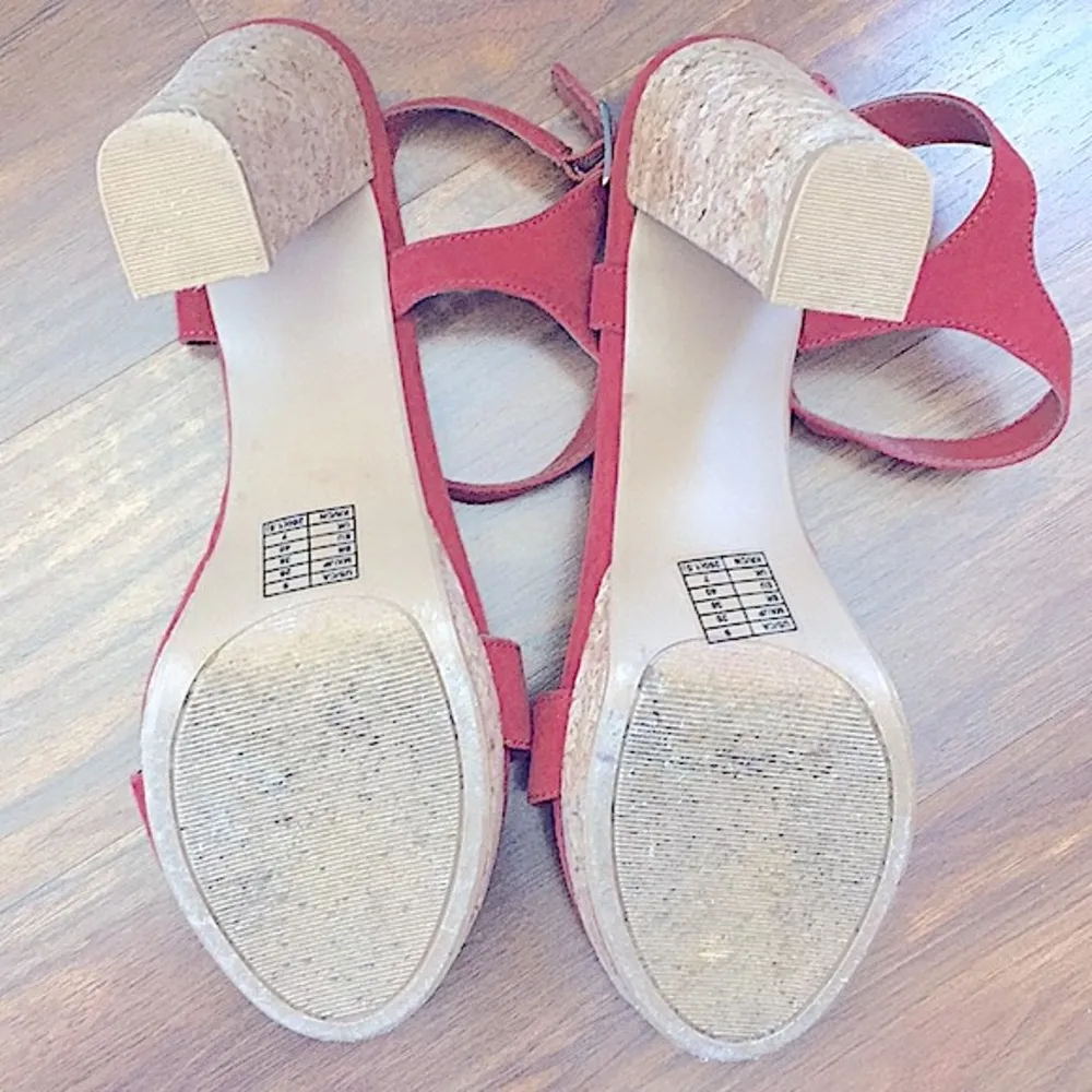 Block Heels with Cork Bottom Ankle and Cross Toe Strap - Image 8