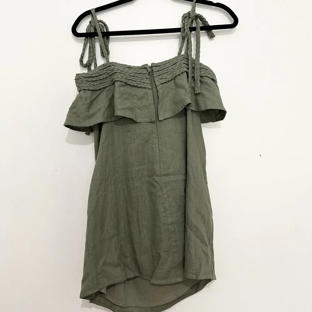 Indikah by Angel biba natural linen cotton dress braided strands size XS - Image 4