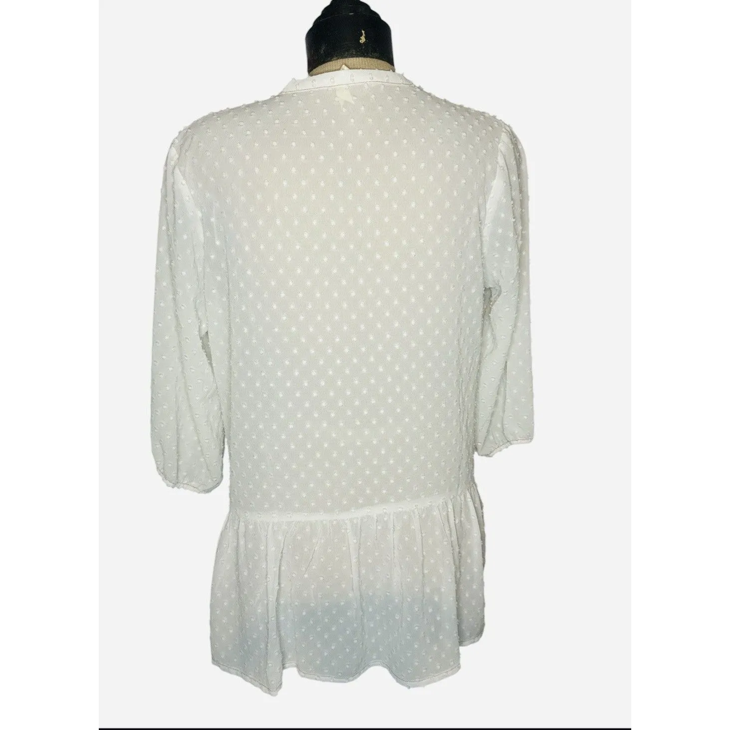 Matilda‎ Jane Women's Light The Way Swiss Dot Tunic Blouse Sz M Cream Sheer - Image 4