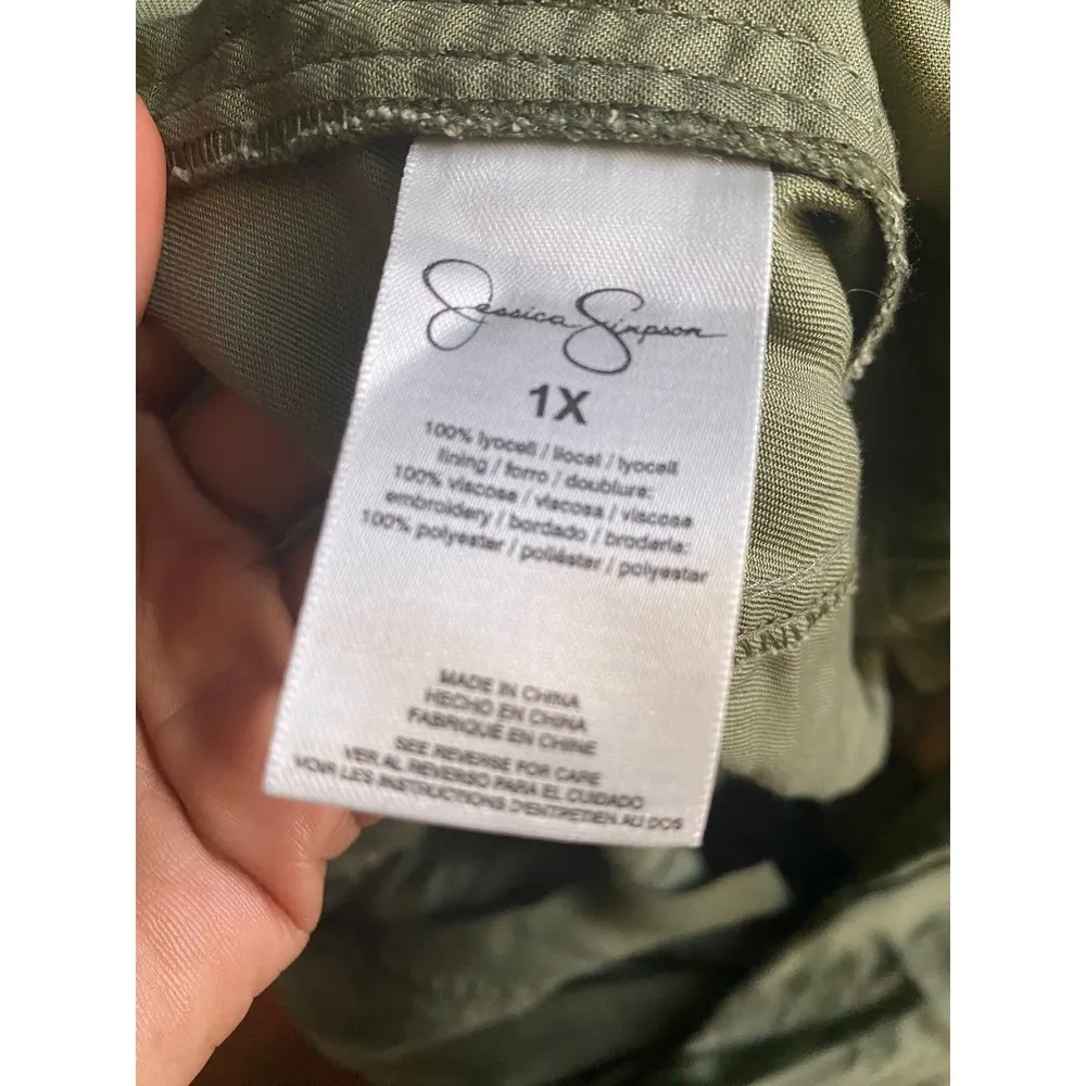 Finn Embroidered Draped Trench Jacket in Olive Green Size 1X - Image 11