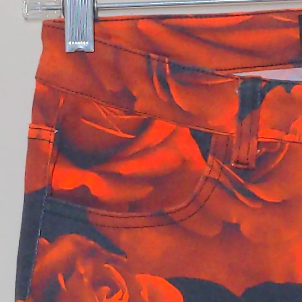 dELiA*s Dolls Kill Somebudy To Luv Wide Leg Jeans Flare Red Roses High Rise S - Image 3