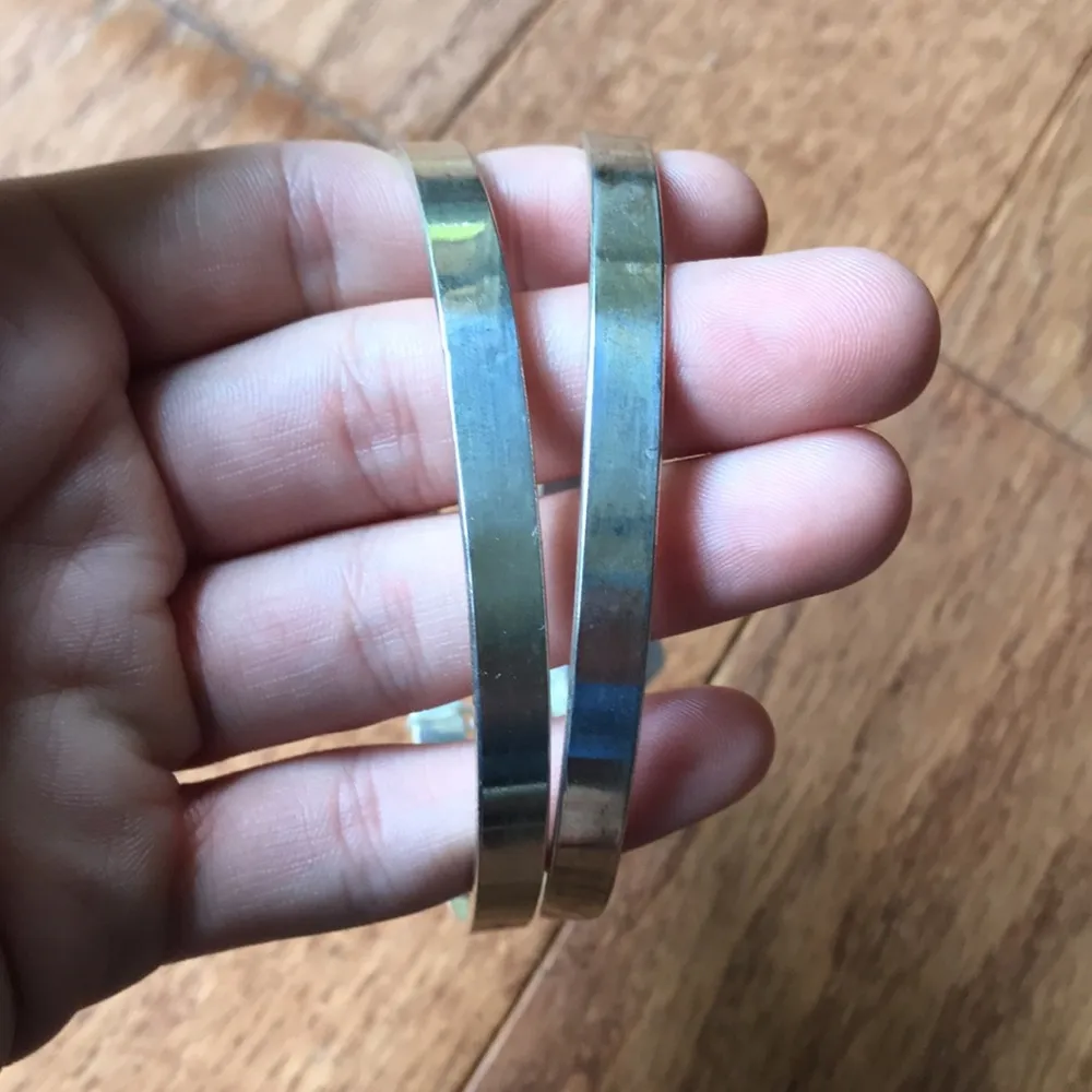 Metal bangle bracelet set Silver - Image 3