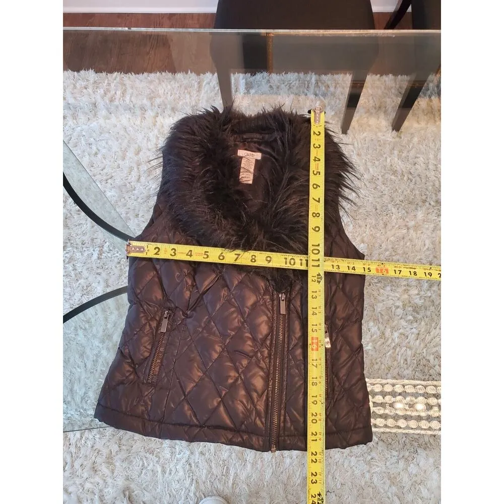 Cache Womens Black Fur 100% Nylon Sleeveless Full Zipper Casual Vest Size Small - Image 8