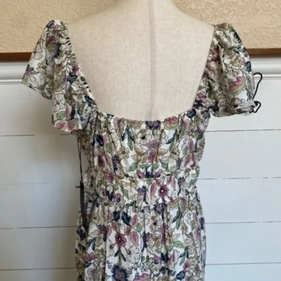 Rachel Zoe New York Cream Purple Floral‎ Elastic Tie-Neck Midi Dress - M NWT - Image 14