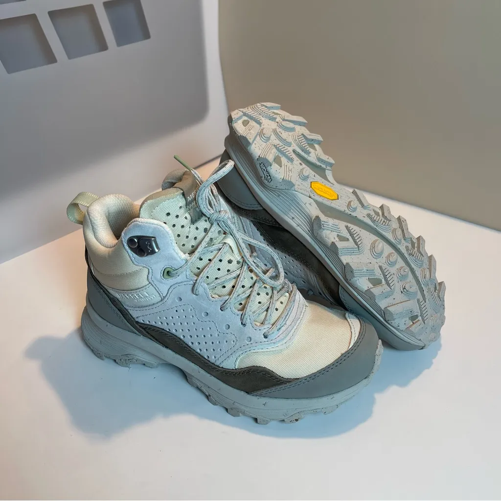 New Merrell Speed Solo MXD Mid Waterproof Hiking Boots Cream Beige Women's Sz 6 - Image 8