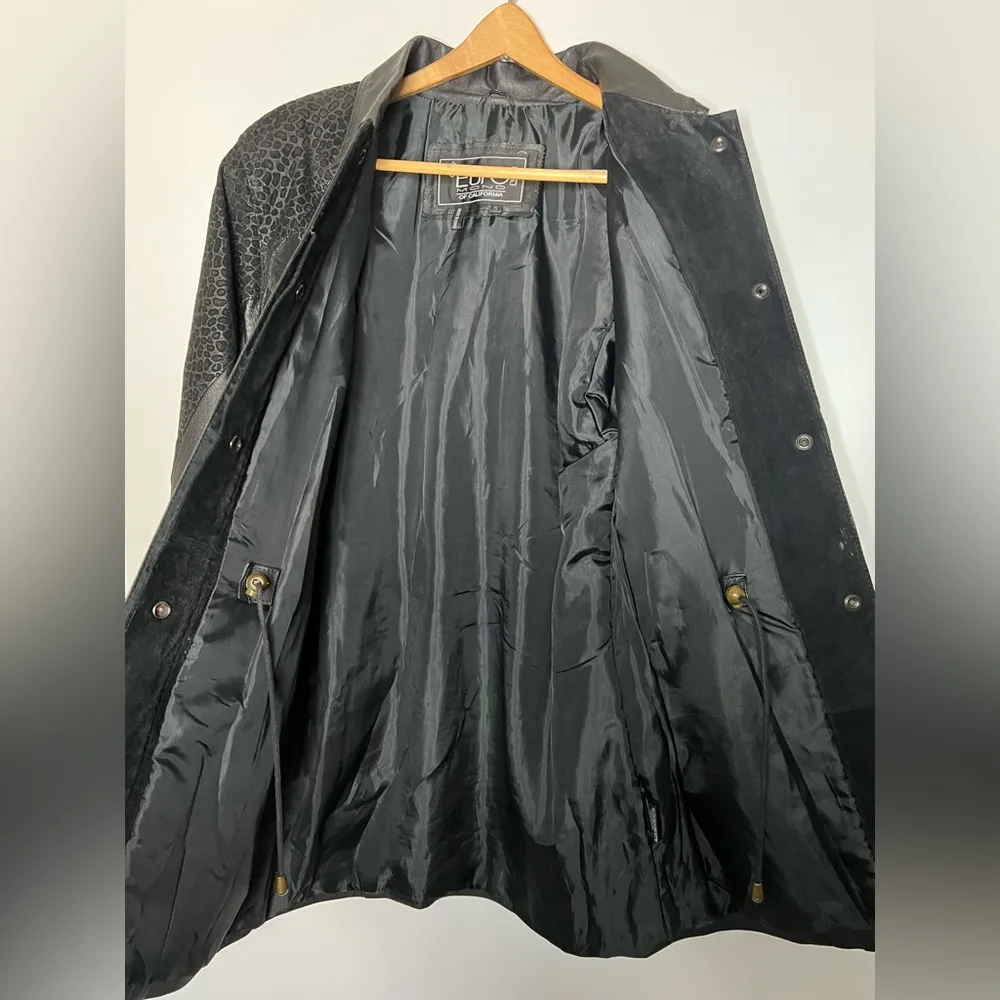 Vintage Euro Mond Of California Printed Genuine Leather Black Jacket Western - Image 9