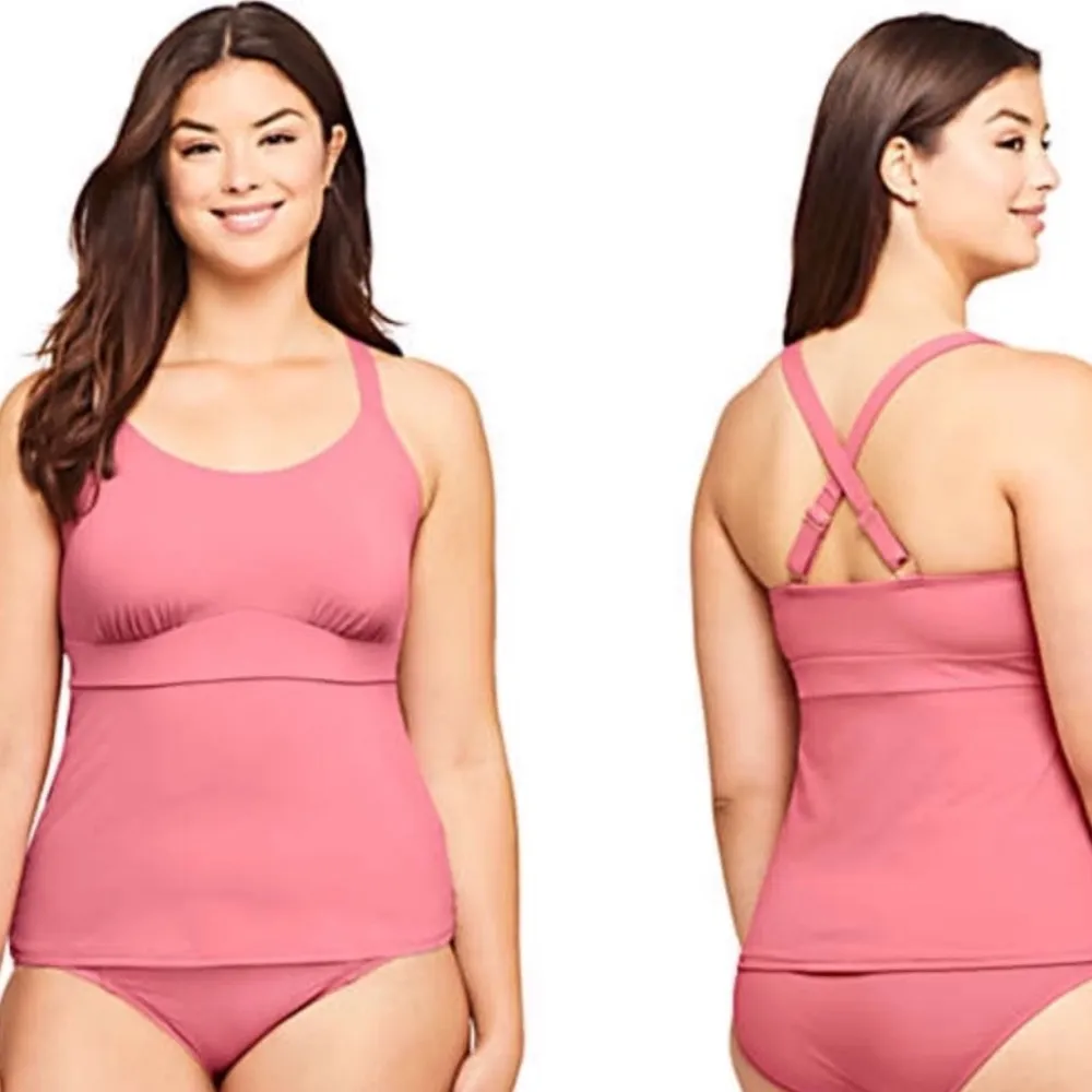 Lands’ End Dusty Rose Criss Cross Straps Tankini Swim Top Plus Size 22W - Image 10