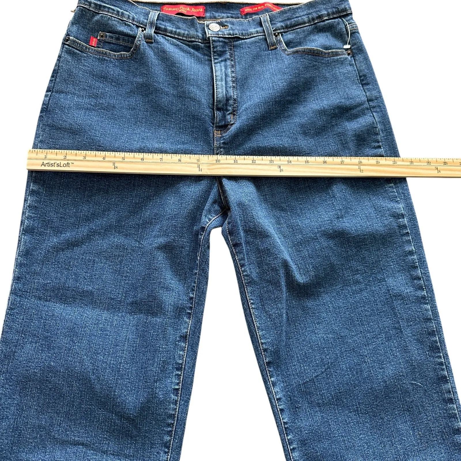 NYDJ Tummy Tuck Jeans Women's Size 16 Made in USA Cropped Denim Straight Leg‎ - Image 13