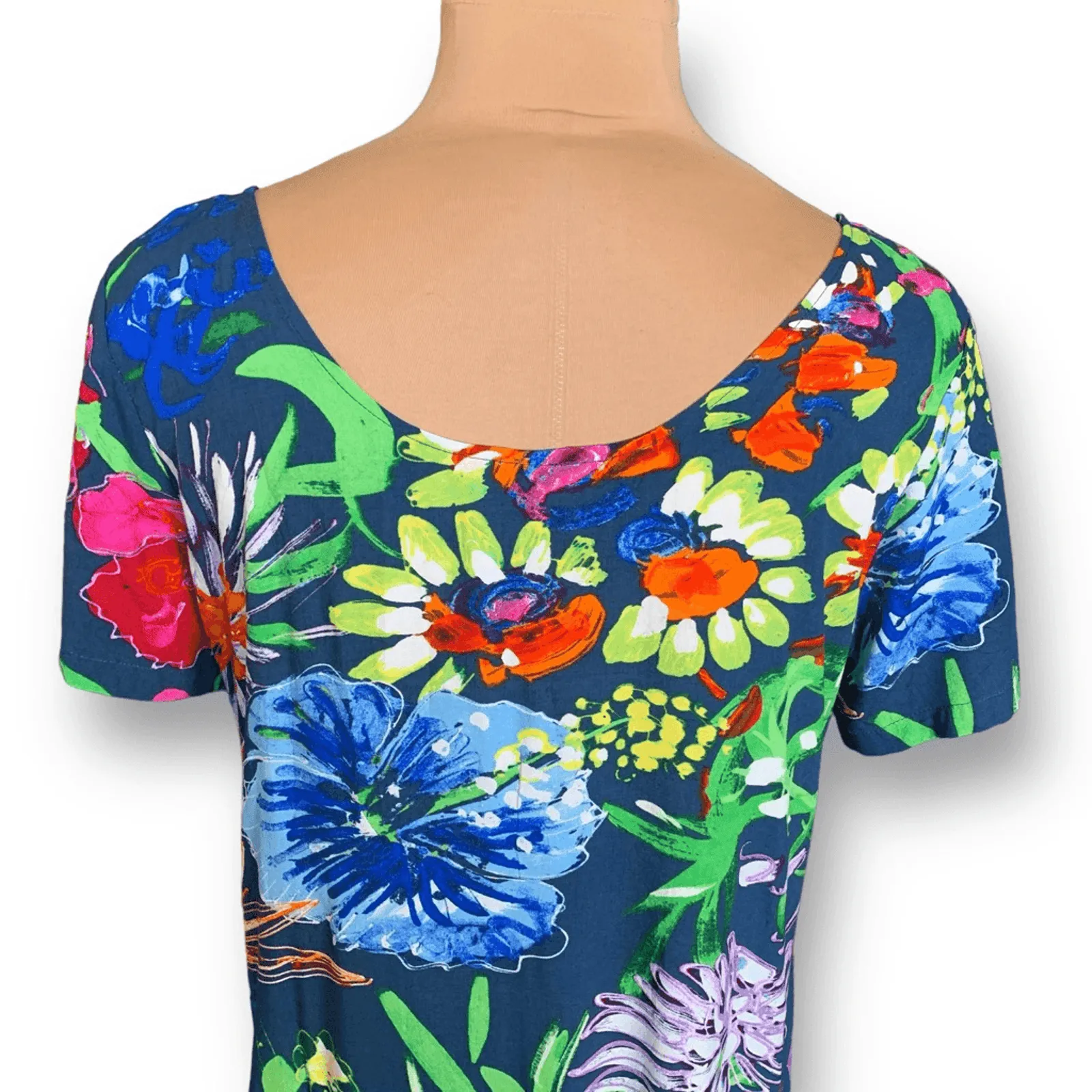 Jams World Hattie Coral Abyss Navy Dress Large Colorful Bird Animal Print Floral - Image 3