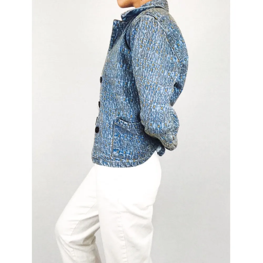 Color Me Cotton Embroidered Denim Jacket | Size S Blue - Image 6