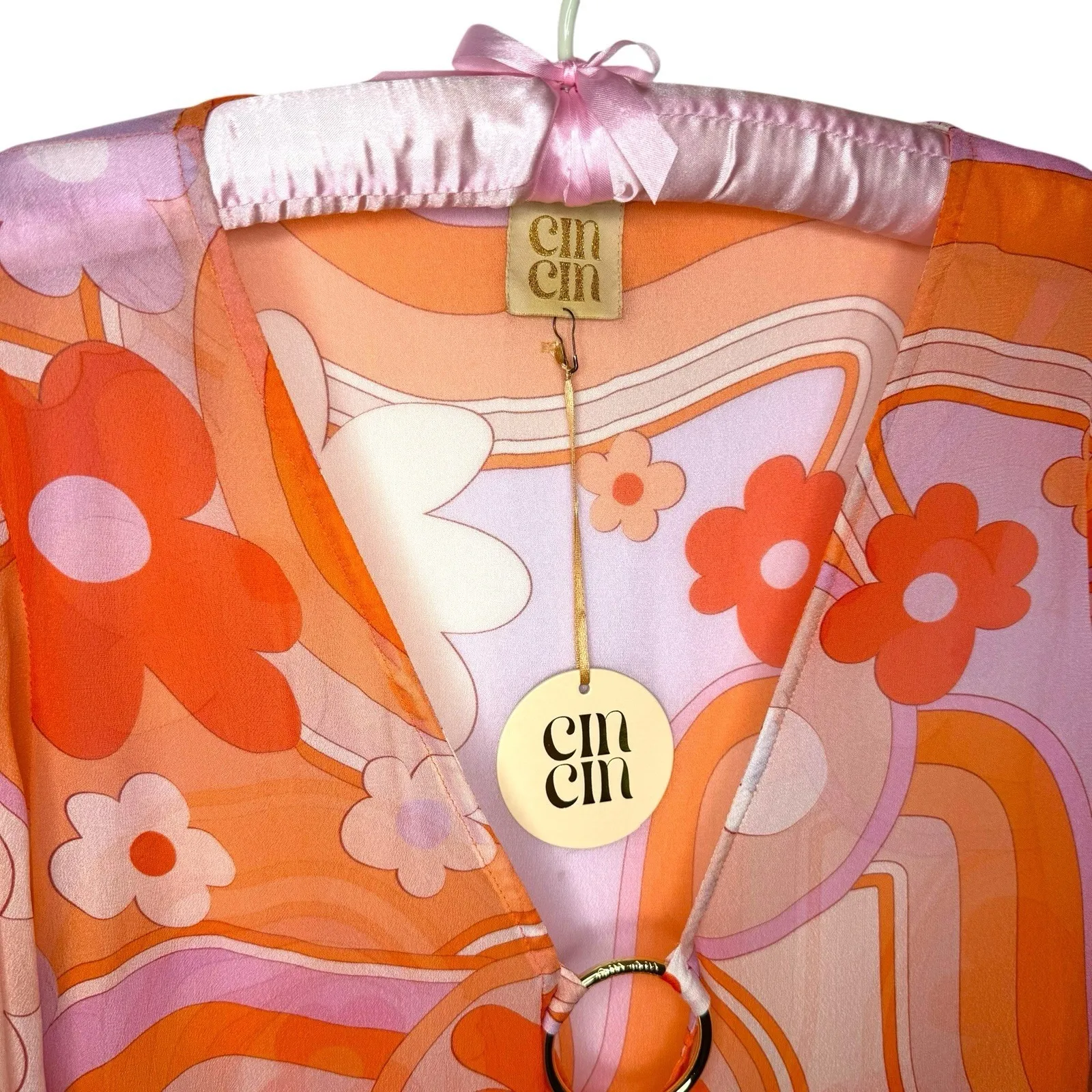 NWT Revolve CIN‎ CIN Totem Maxi Dress Coverup in Bloom Small Retro Semi Sheer - Image 11