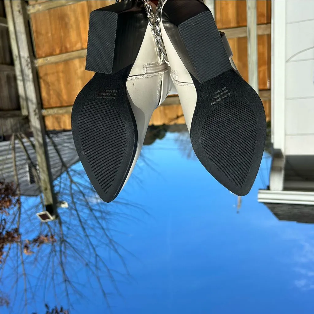 DV Dolce Vita Women's Keeler Harness Moto Engineer Chain Heeled Boots size 9 White - Image 10