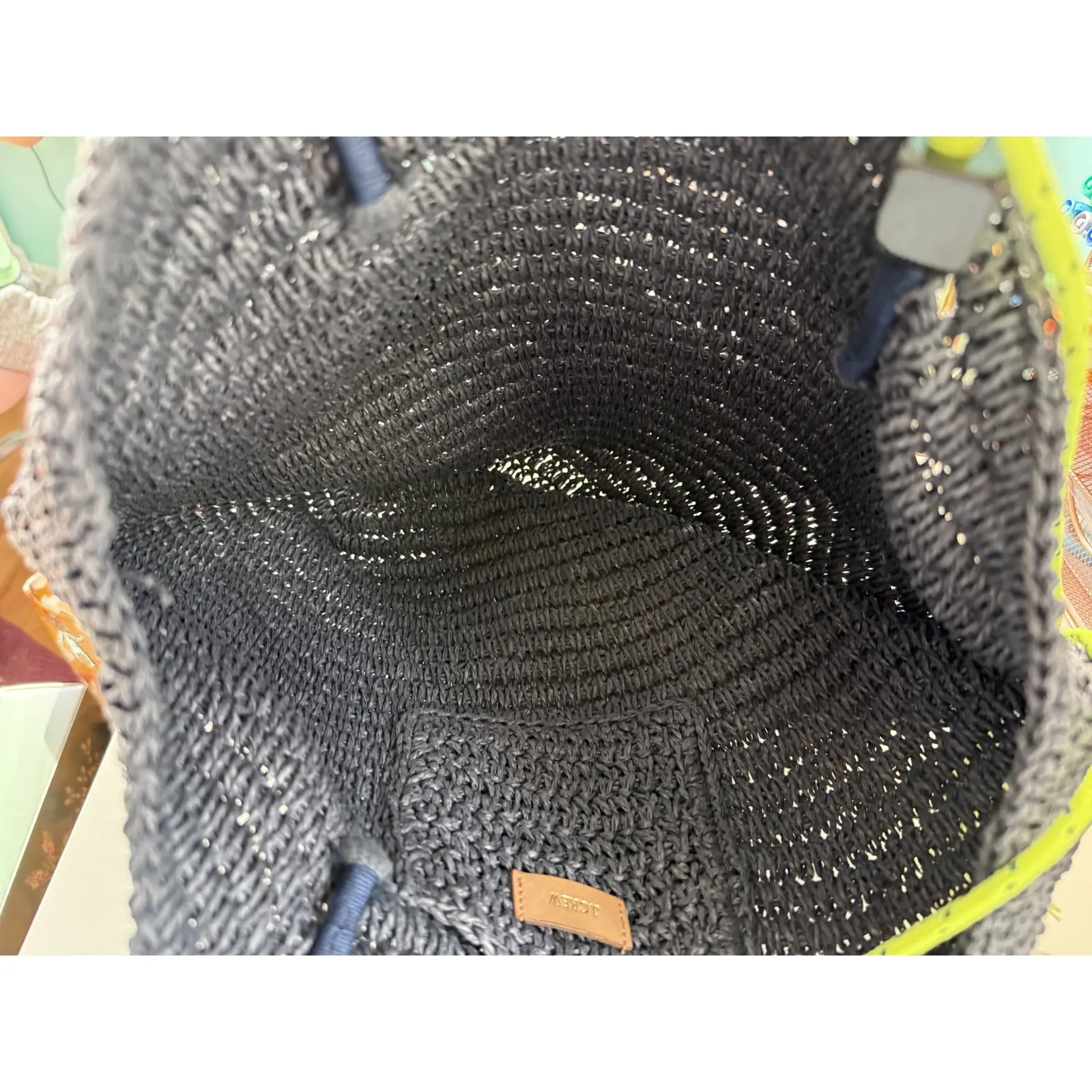 J‎ Crew Woven Tote Bag Gray Raffia Nautical Rope Handles Tassel Accents - Image 6