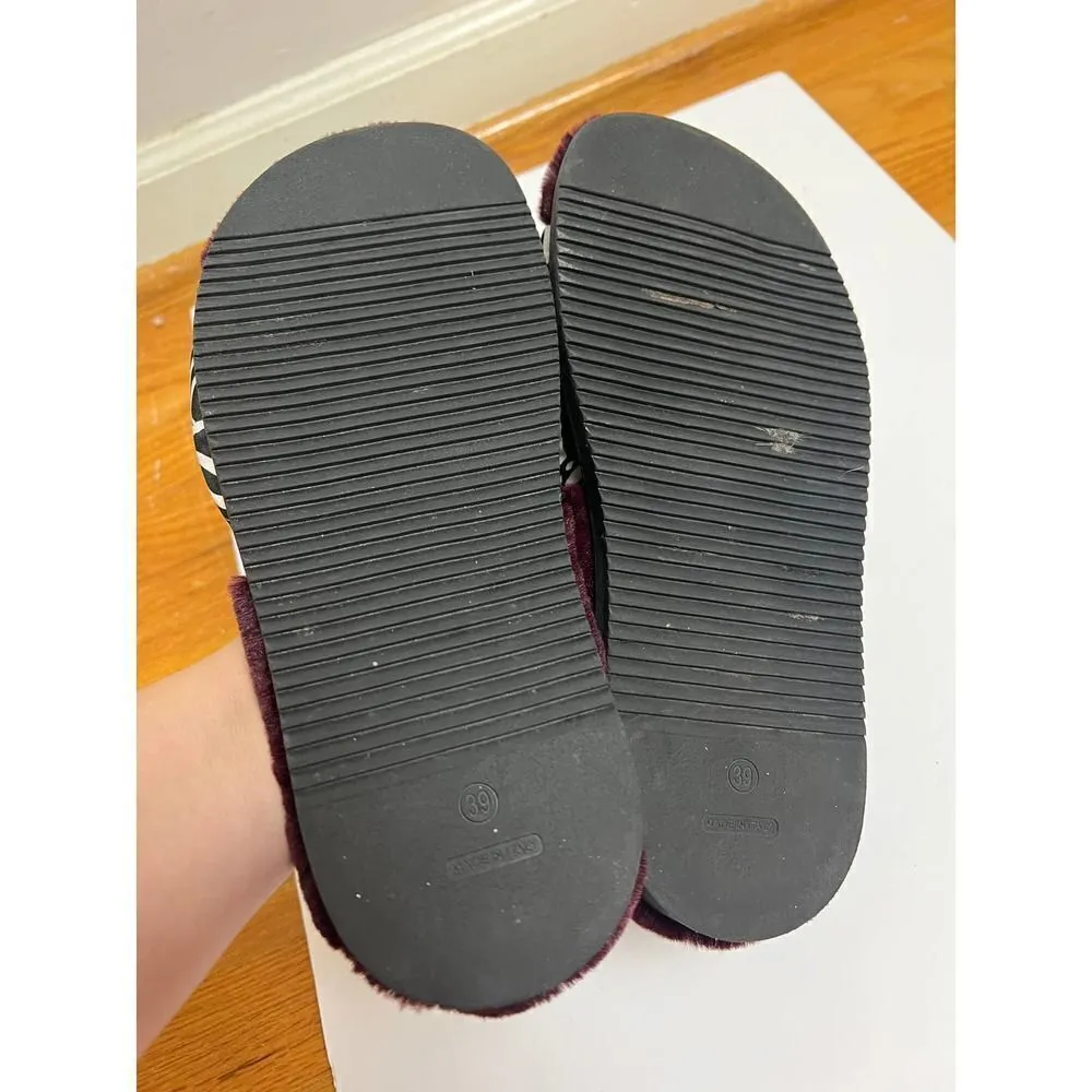 La DoubleJ Furry Slides Fauve in Twill Sz. 7 Red - Image 5