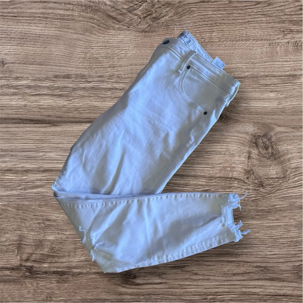 Abercrombie & Fitch White High Rise Super Skinny Jeans size 33/. 16 L - Image 2