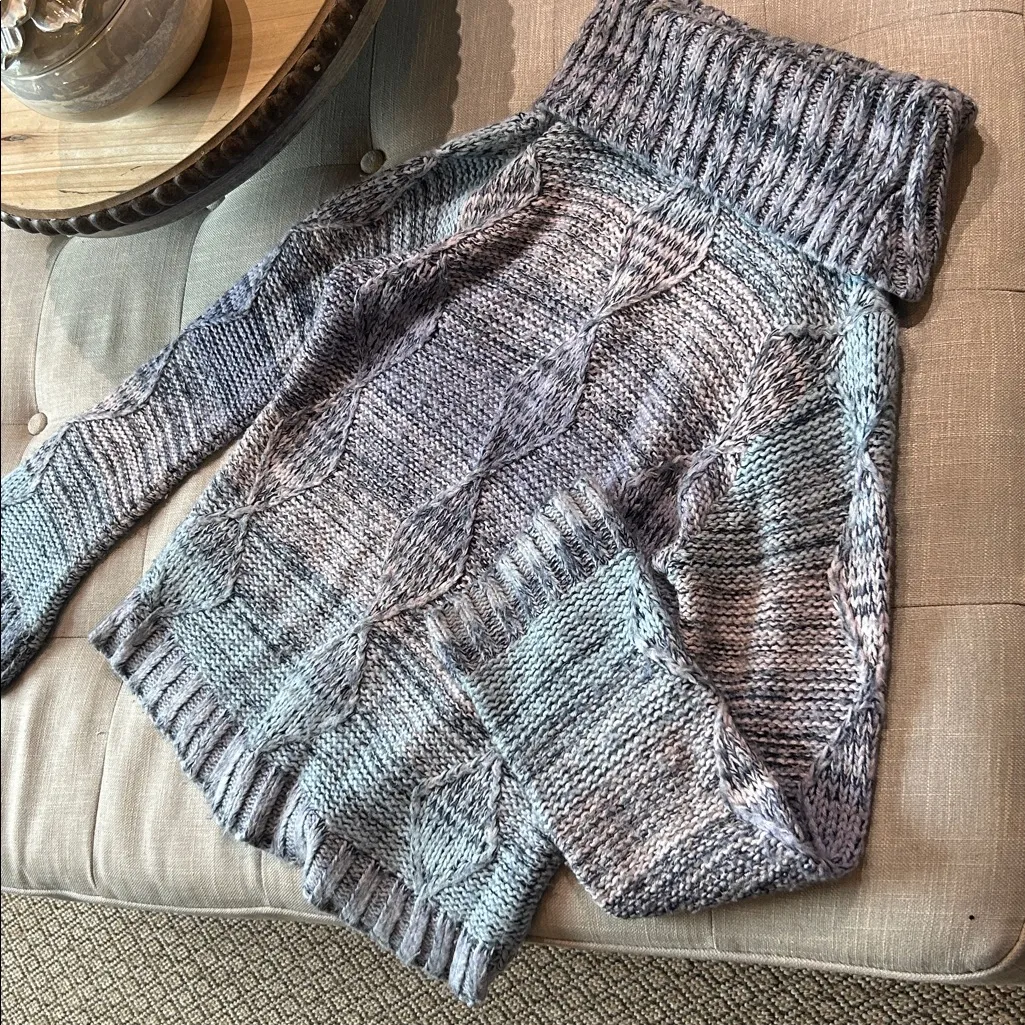 525 America Blue Purple Knit Cowl Neck Sweater Flare Sleeves - Image 3