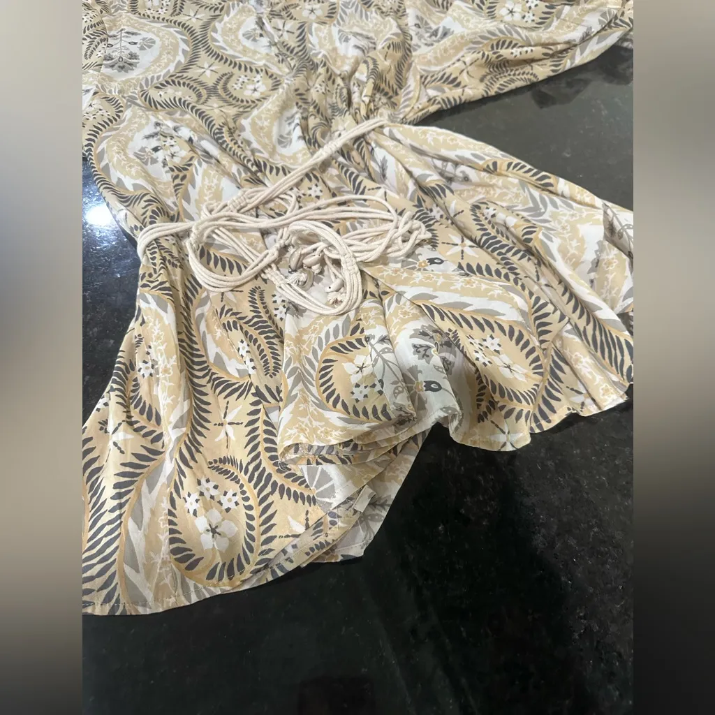 H&M boho tunic mini dress with macrame shell belt sz large - Image 9