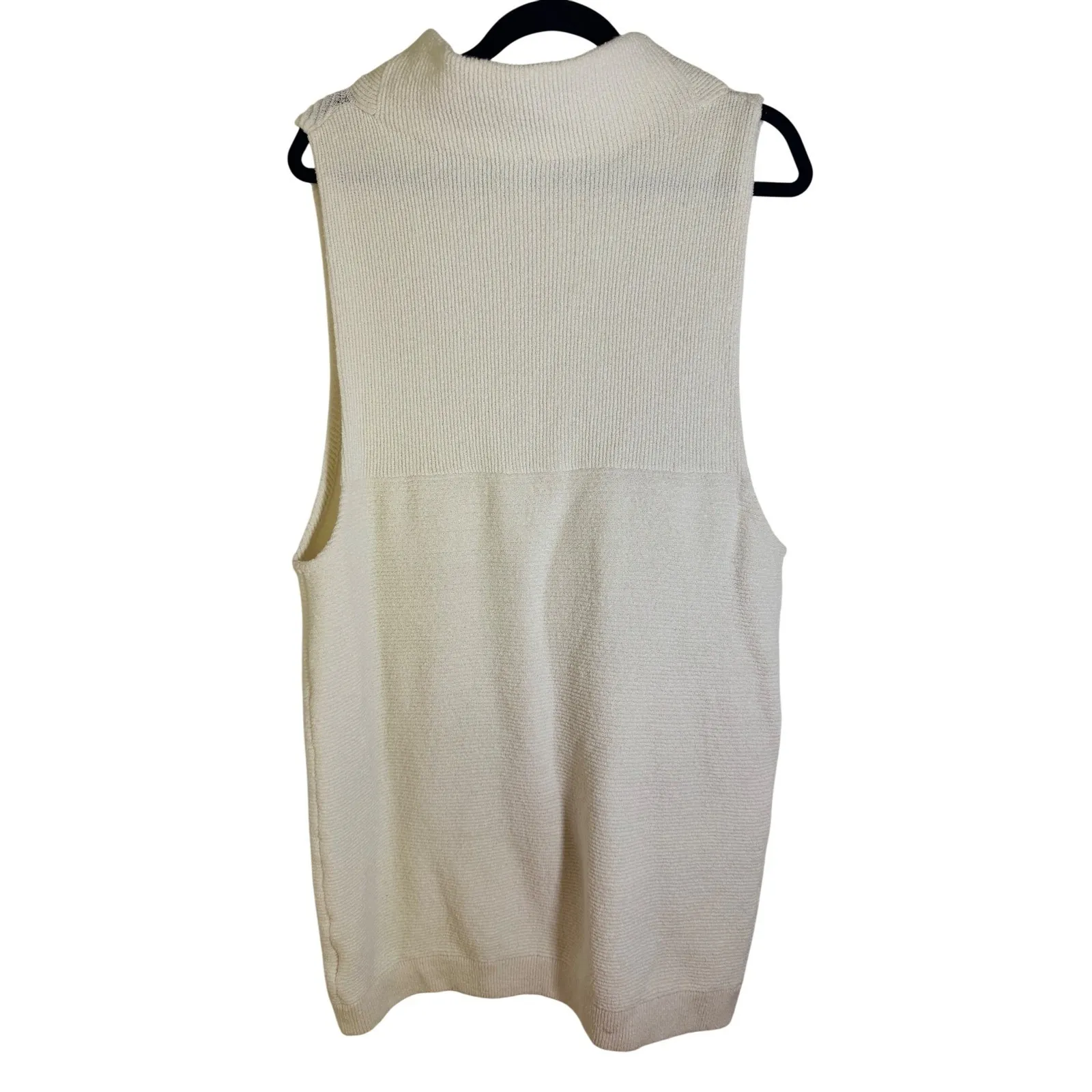 Free People M Isla Ottoman Sweater Slouchy‎ Sleeveless Ivory Tunic Turtleneck - Image 5