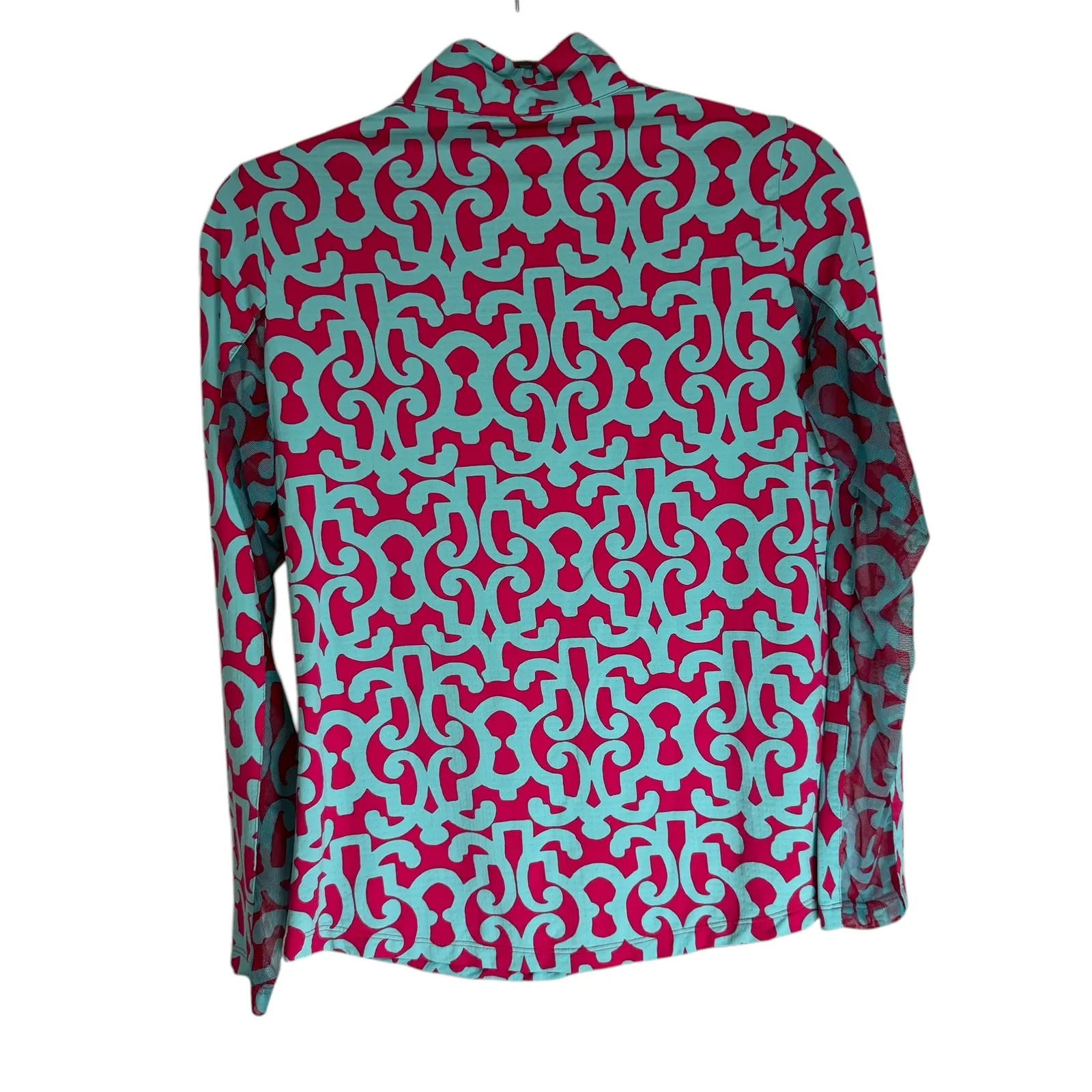 IBKUL Womens Size S Quarter Zip Long Sleeve Golf Sun Shirt Top Patterned Pink - Image 6