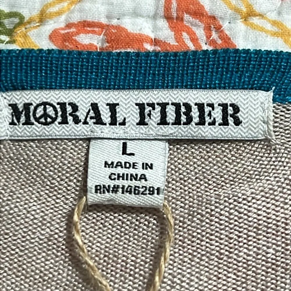 Moral Fiber junior size large pullover dress tan blue striped 3/4 sleeves nwt - Image 6