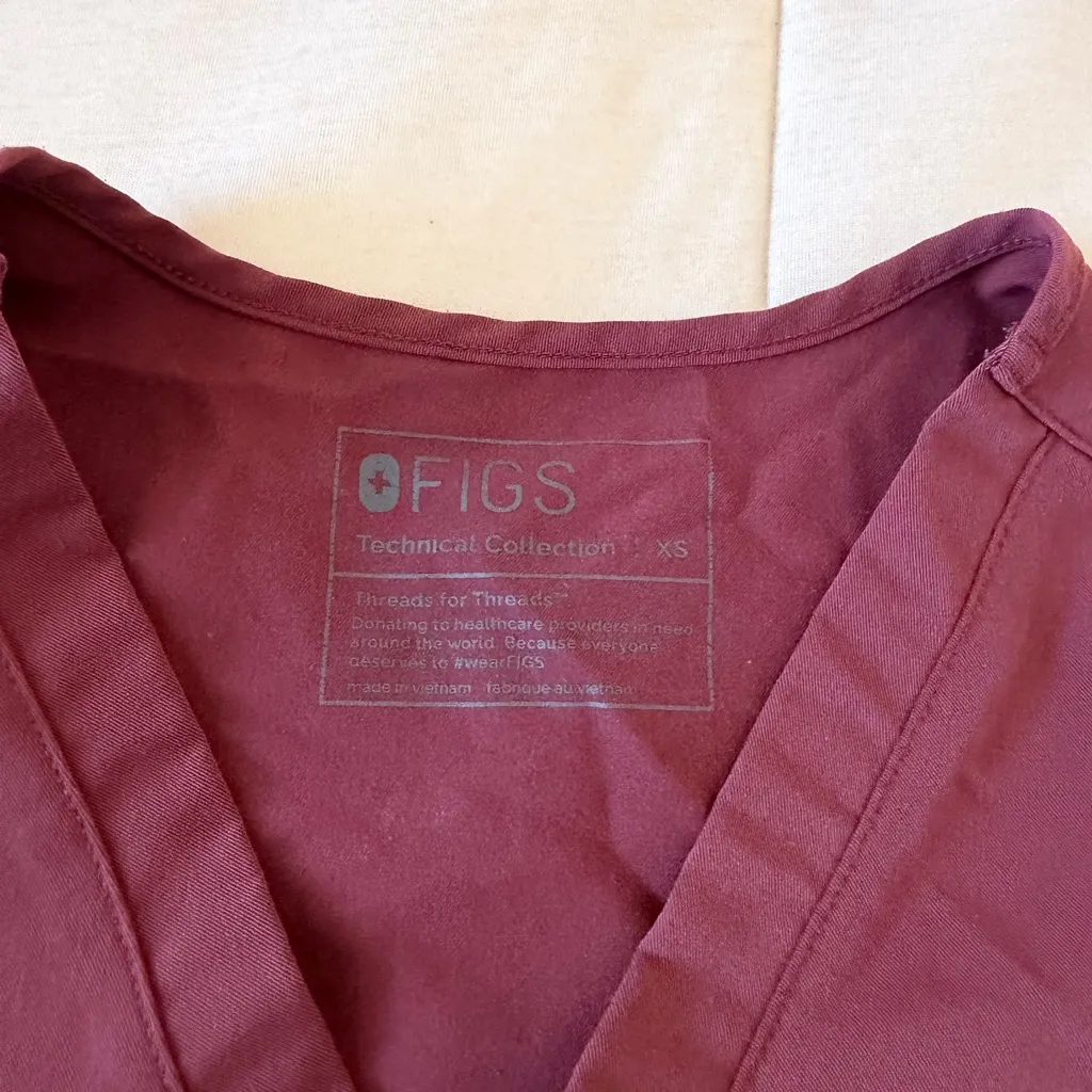 Figs Maroon V-Neck Scrub Top - Image 5