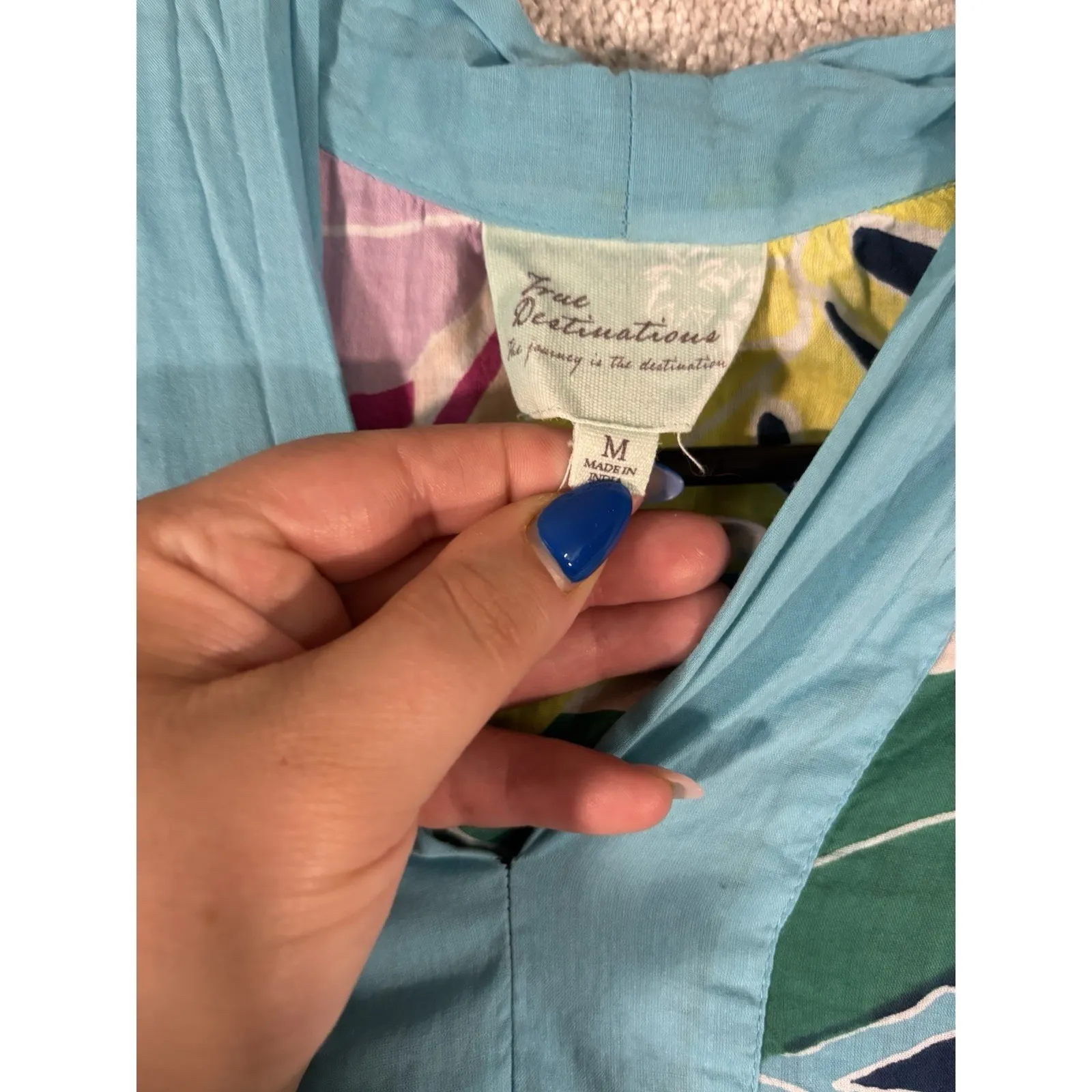 True Destinations Cover Up‎ Dress Women's M Colorful Multi Abstract Maxi - Image 5