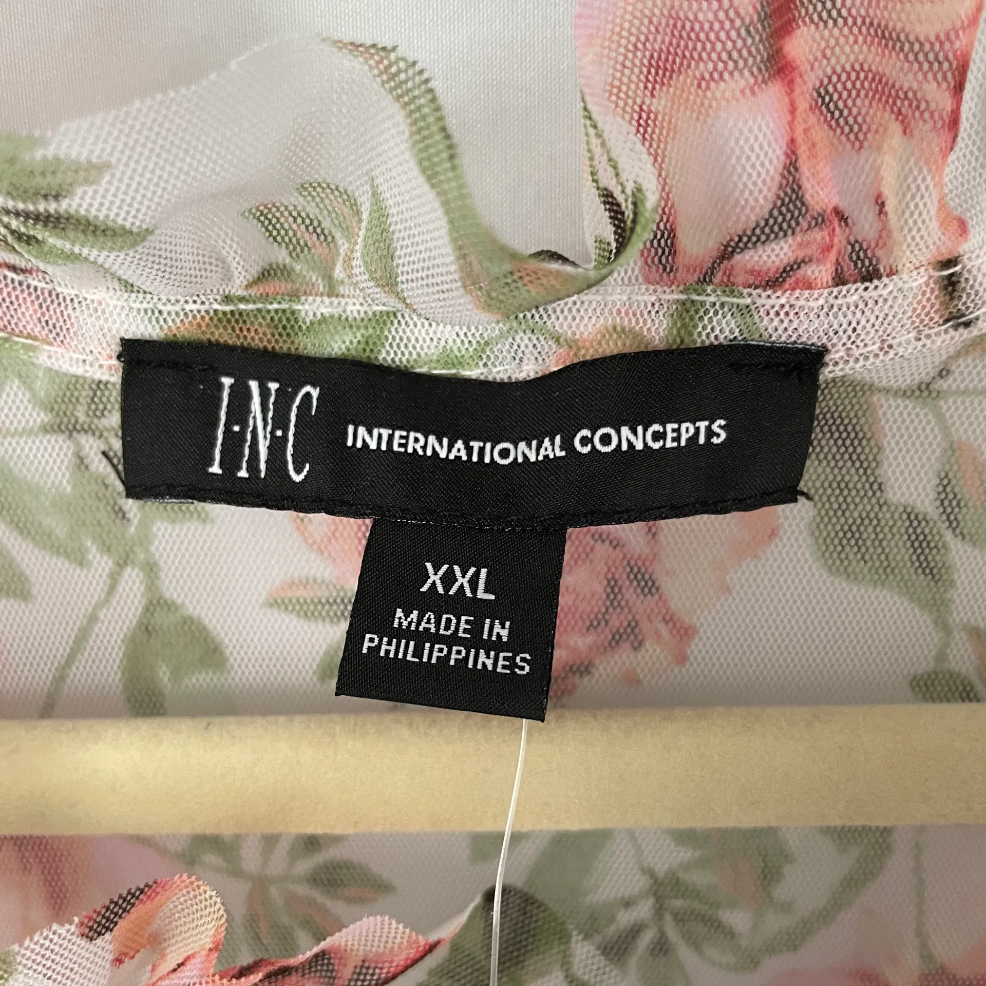 New  Floral Mesh Ruffle Tie Neck Peasant Top Camisole Lining White Pink - Image 17