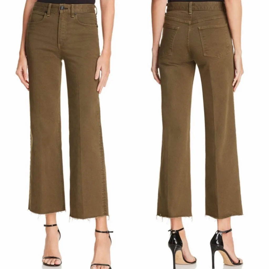 Rag & Bone Justine High Rise Wide Leg Pants Army Green Womens Size 27 - Image 2
