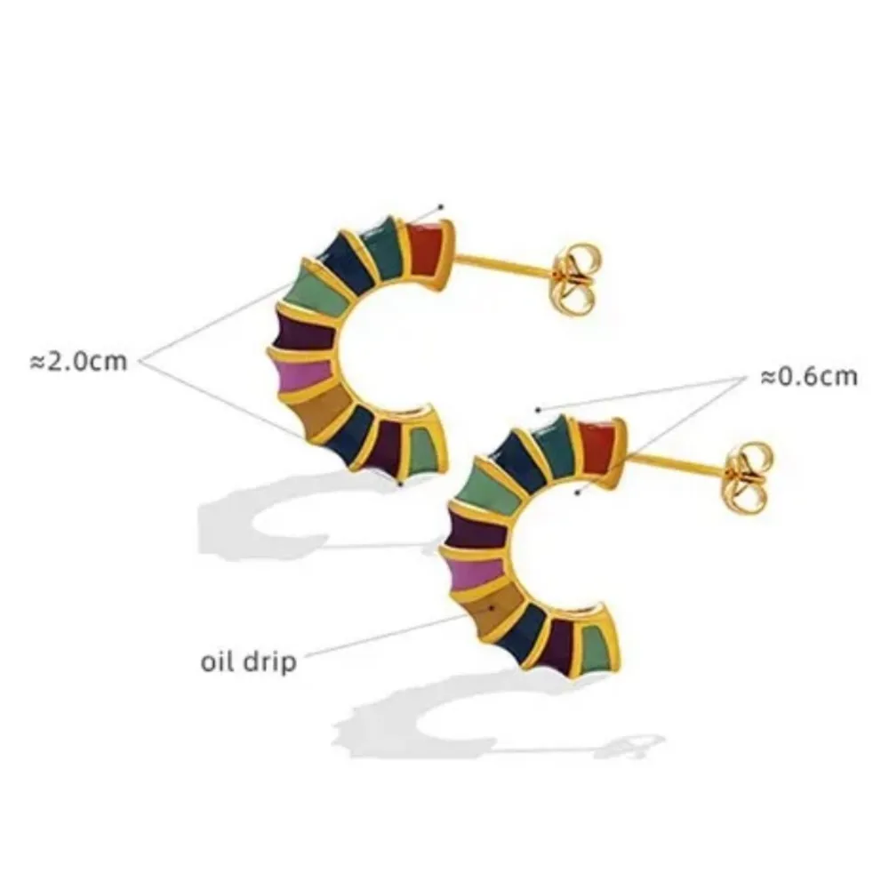 4pcs for $20 in my store ‼️ Geometric Bamboo Ear Hot Girls Dripping Rainbow C Orange - Image 2