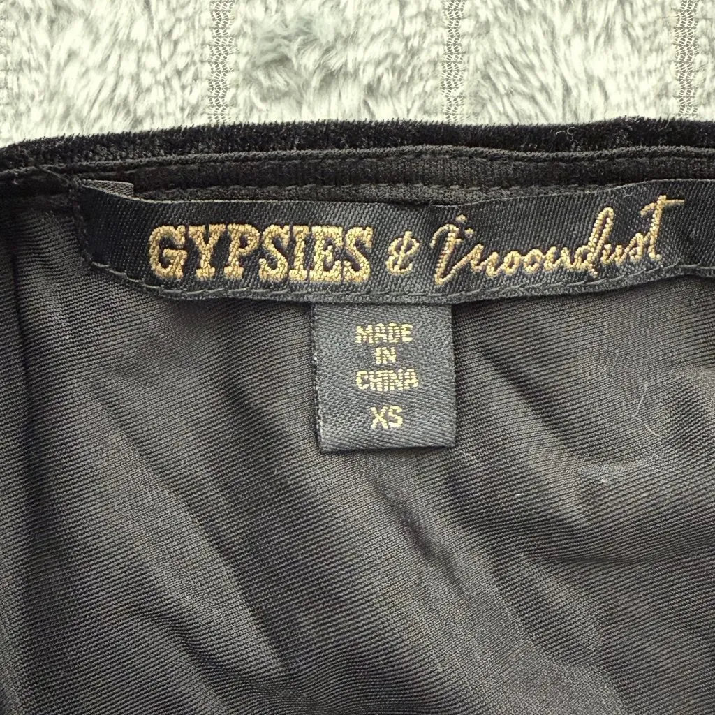 Gypsies & Moondust Black Velvet Burnout Top Women XS High Neck Choker Whimsigoth - Image 3