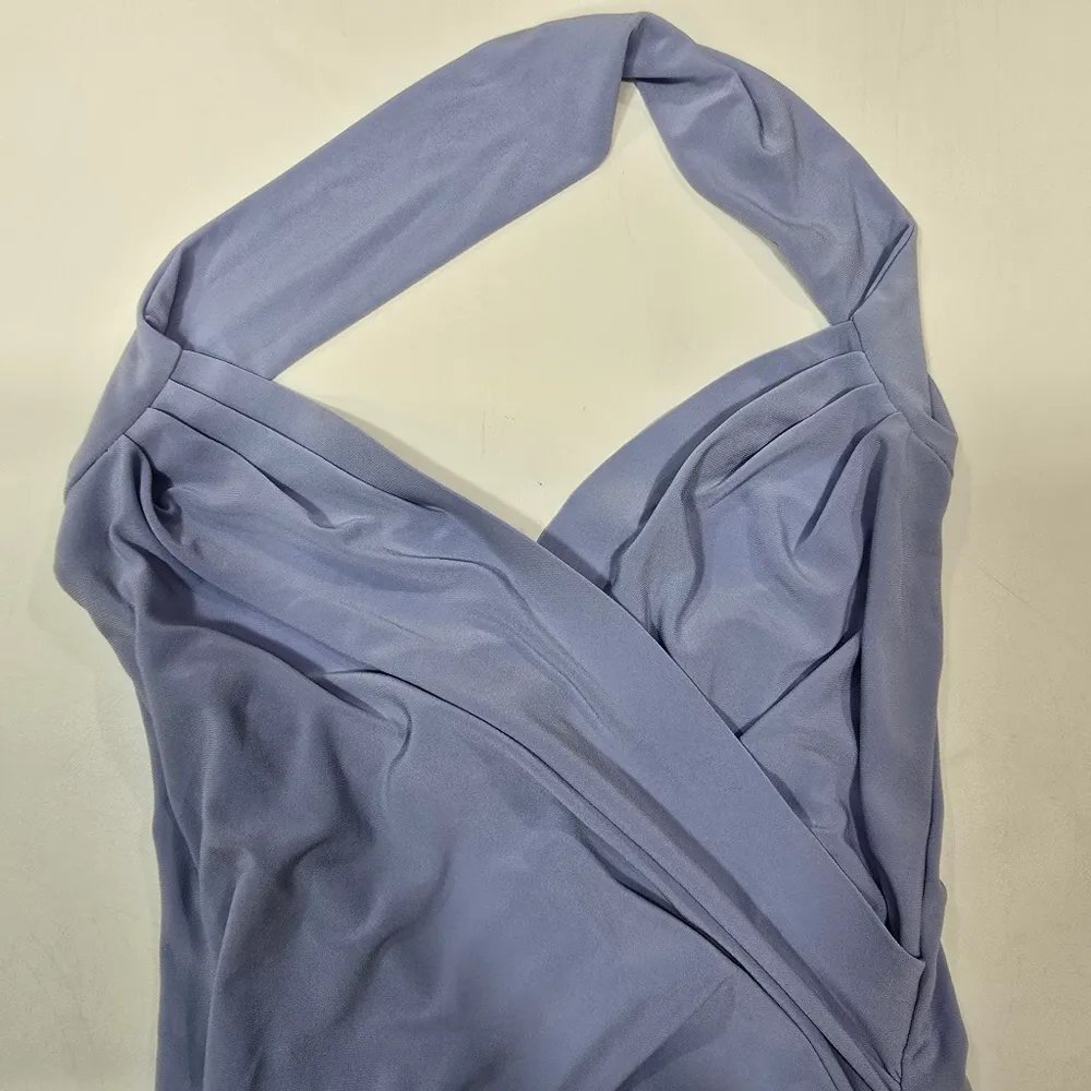 Norma Kamali x REVOLVE Halter Sweetheart Side Drape Gown in Celestial Blue - Image 10